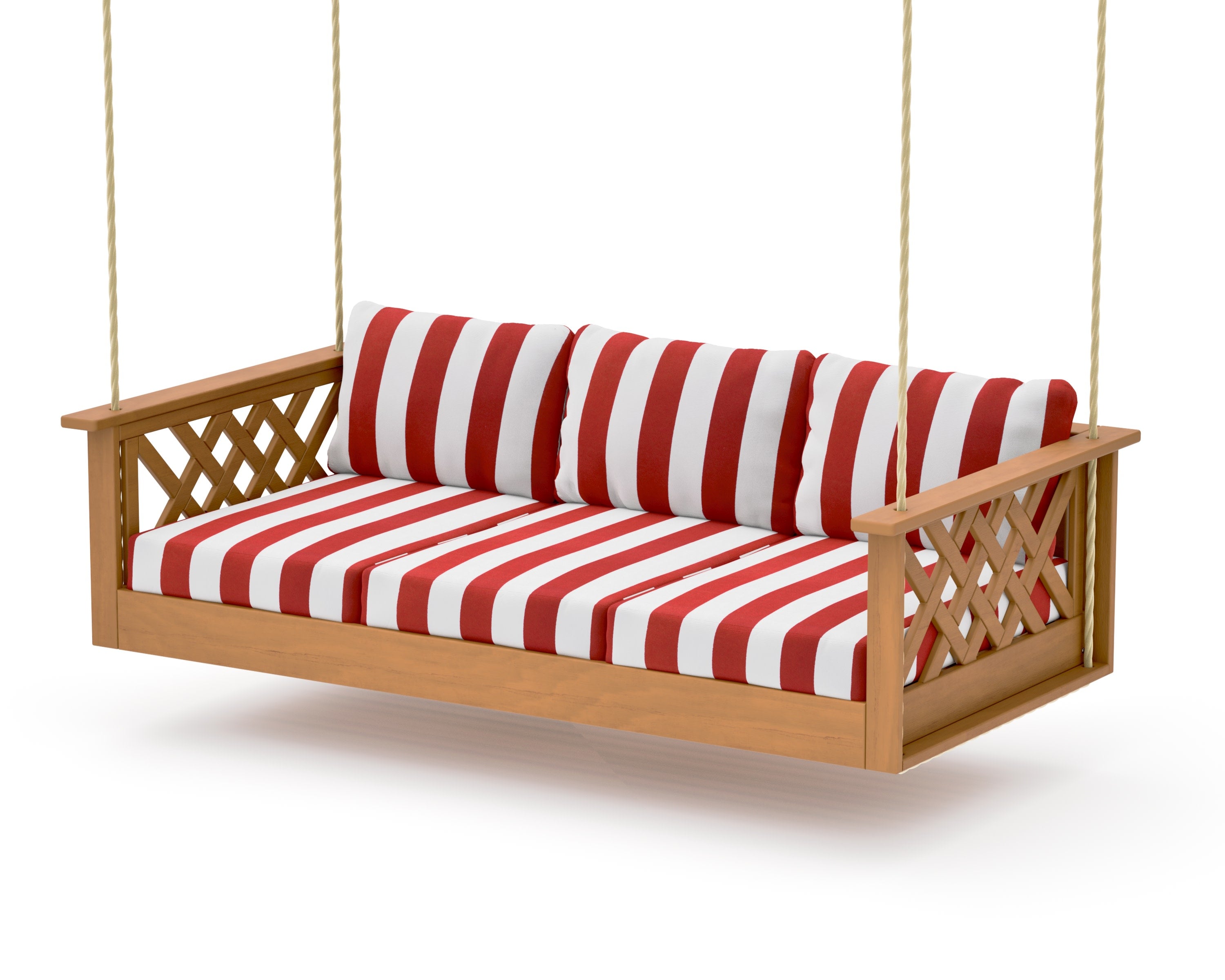 Wovendale Daybed Swing in Natural / Cabana Stripe Crimson