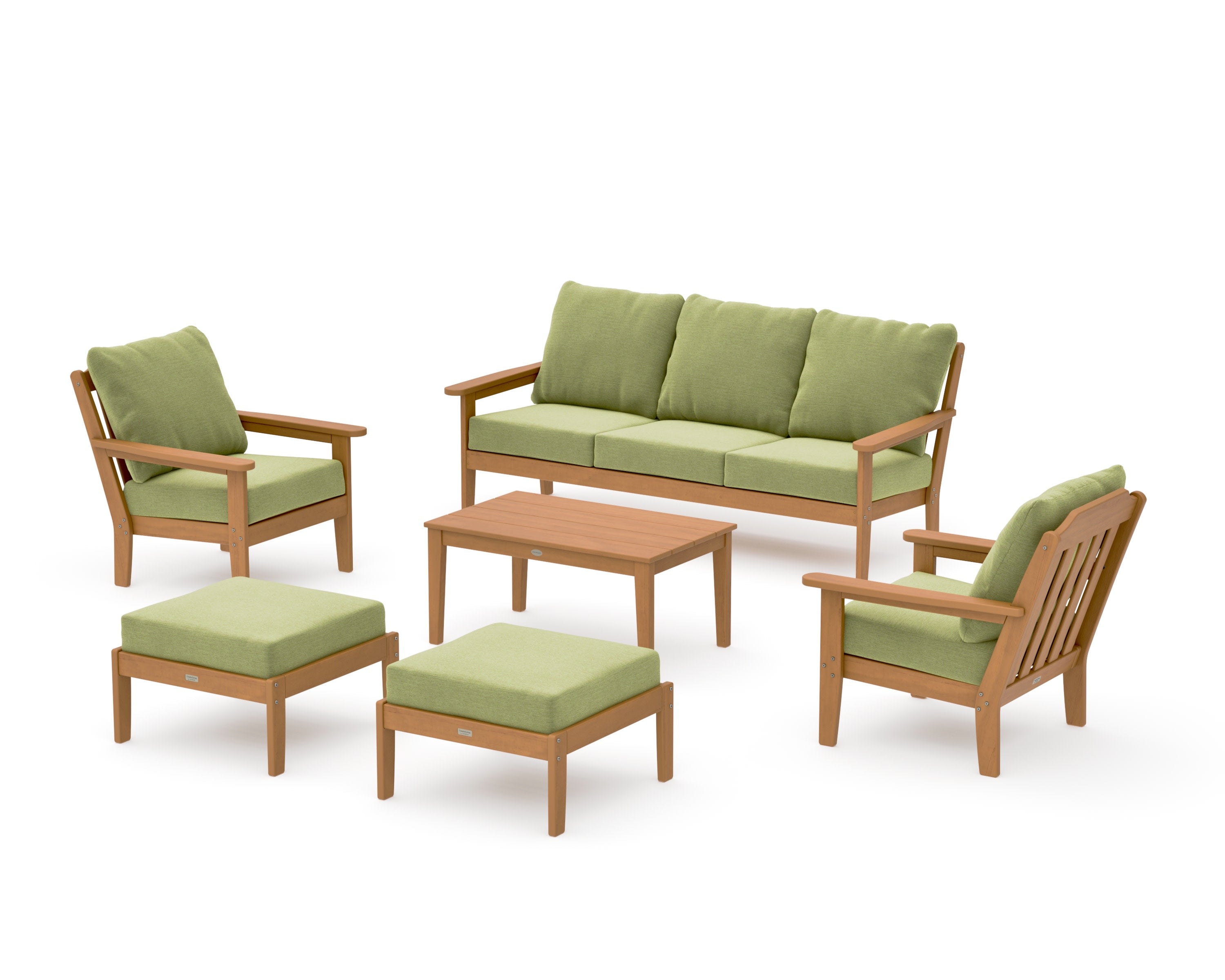 Cottage 6-Piece Lounge Sofa Set in Natural / Chartreuse Boucle