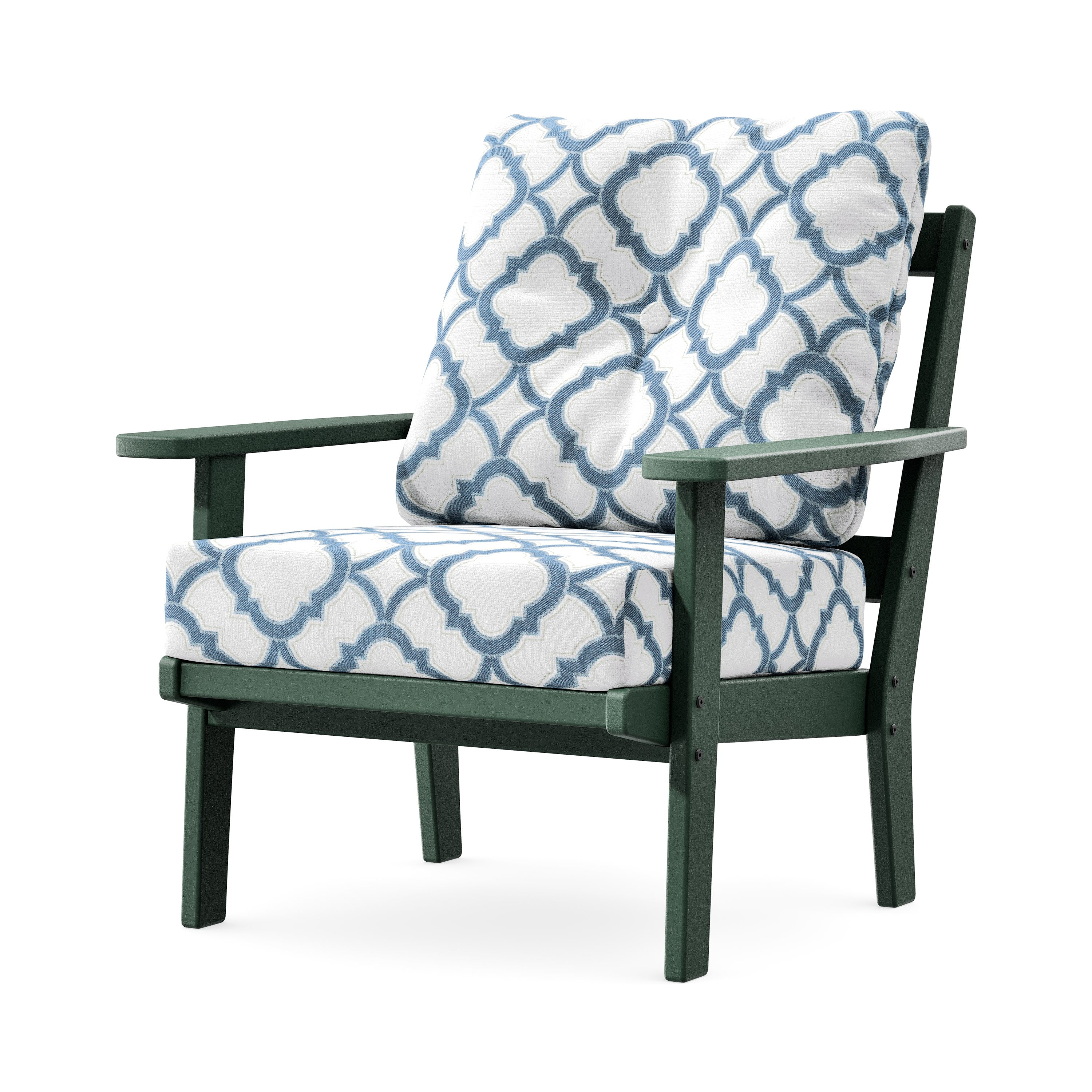 Prairie Deep Seating Chair in Green / Trellis Sky Blue