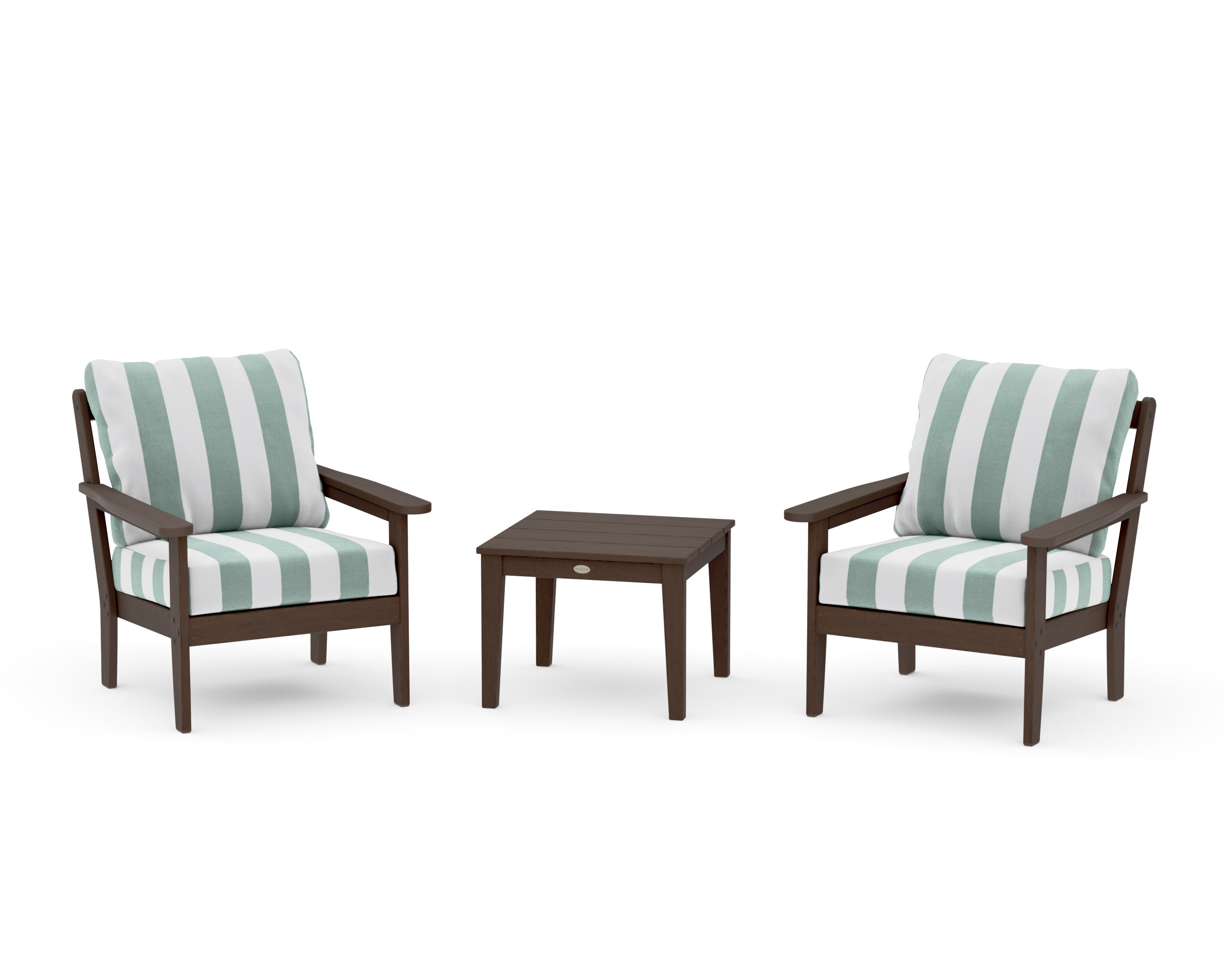 Cottage 3-Piece Deep Seating Set in Kona / Cabana Stripe Glacier Spa