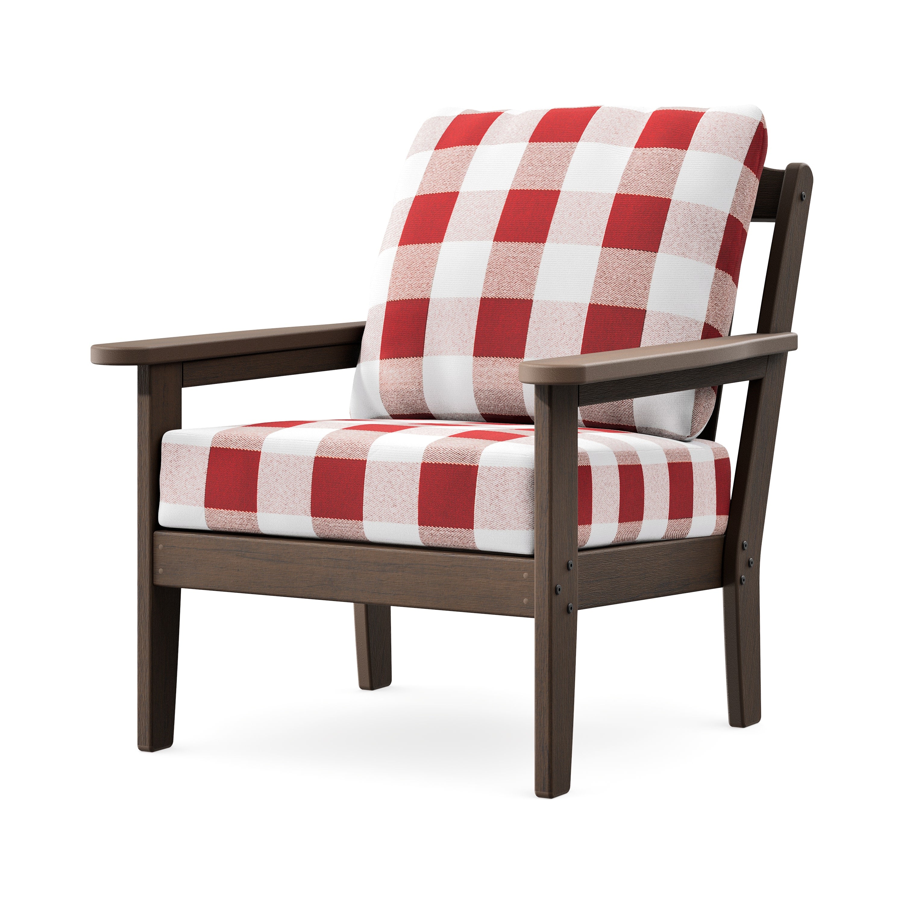 Cottage Deep Seating Chair in Kona / Buffalo Plaid Crimson