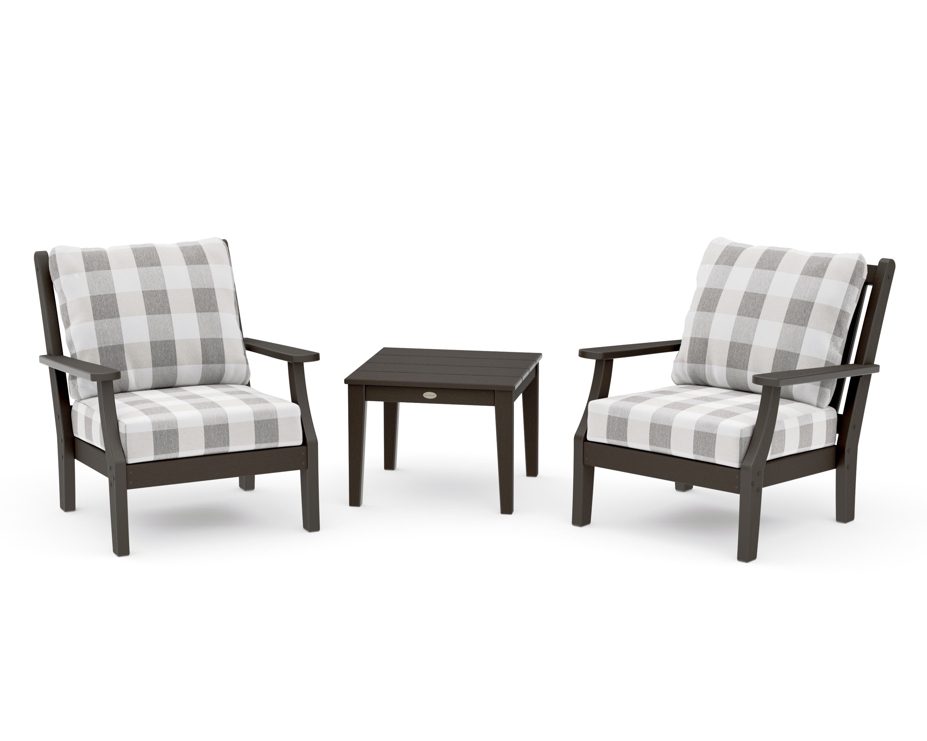 Wovendale 3-Piece Deep Seating Set in Vintage Coffee / Buffalo Plaid Grey Mist