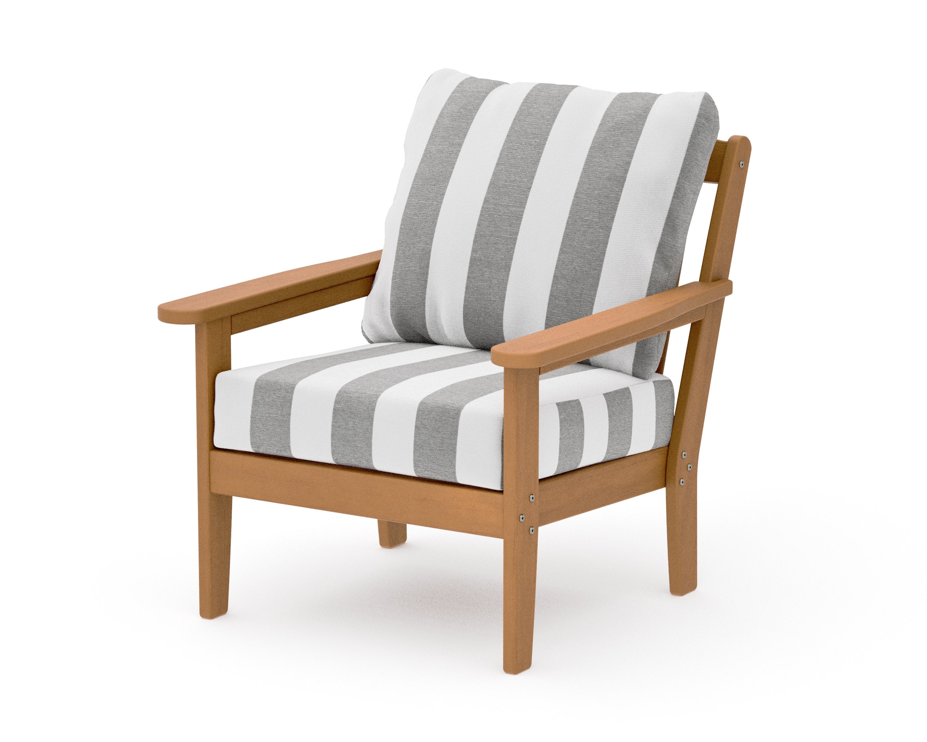 Cottage Deep Seating Chair in Natural / Cabana Stripe Grey Mist