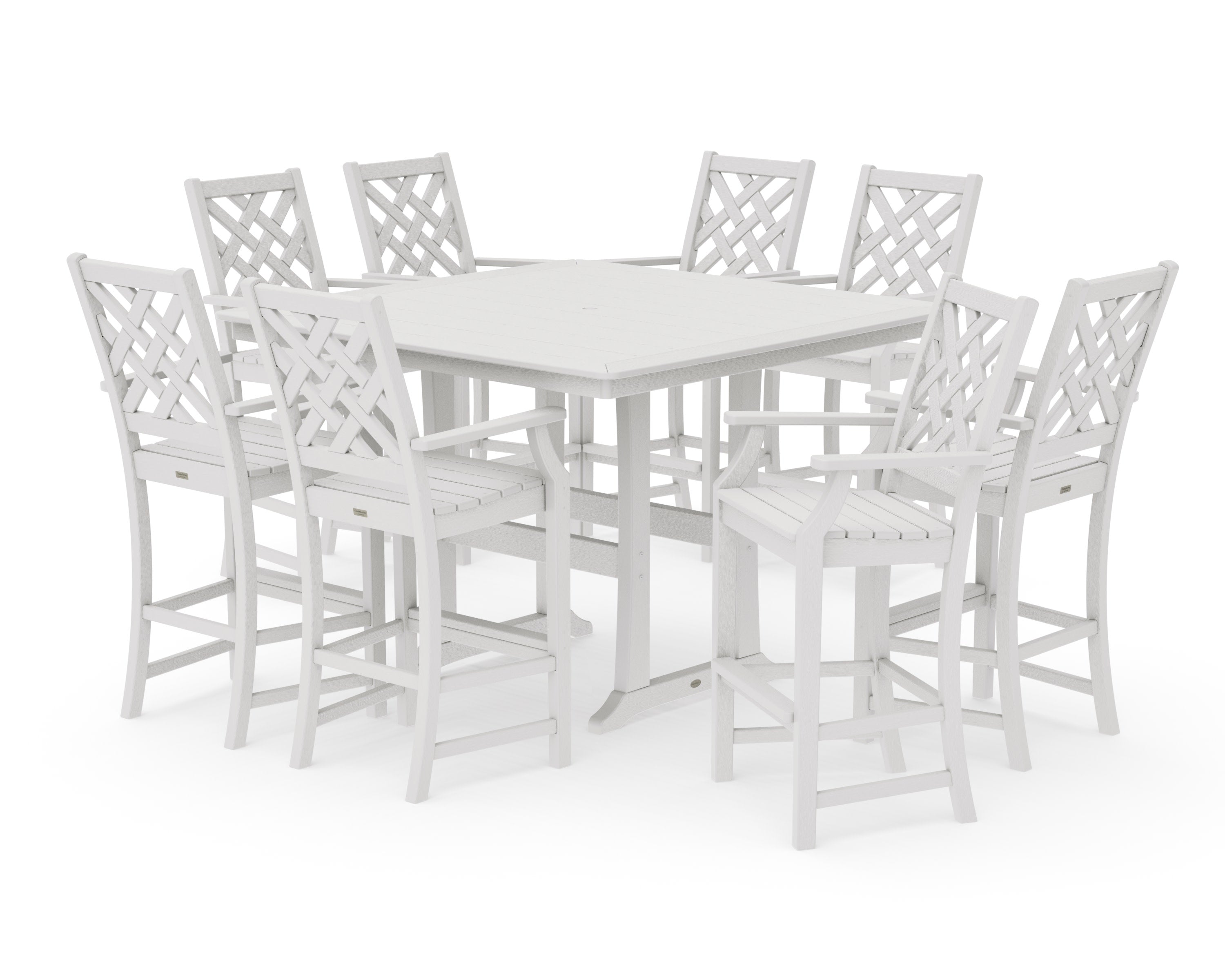 Wovendale 9-Piece Square Bar Set with Trestle Legs in Vintage White
