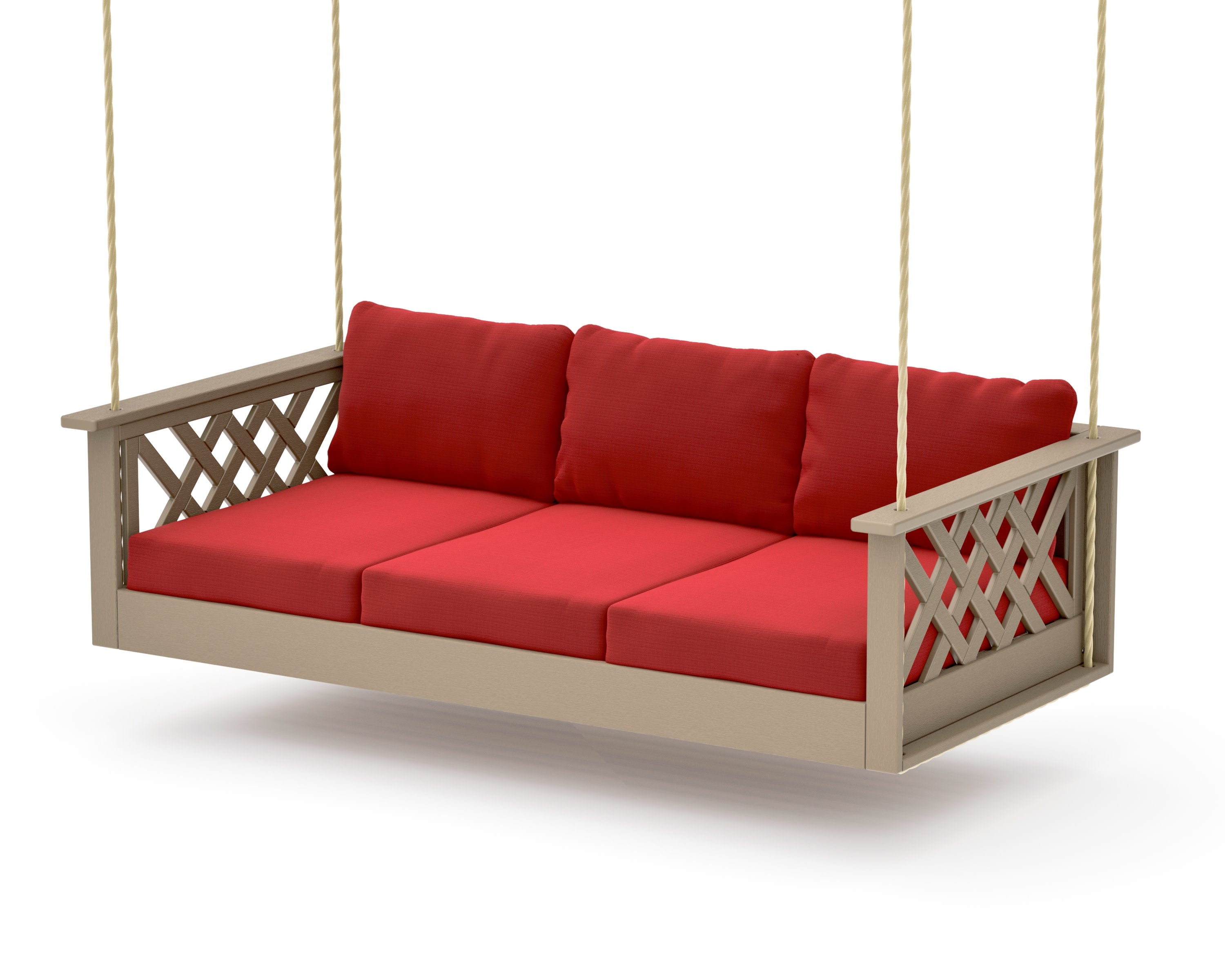 Wovendale Daybed Swing in Vintage Sahara / Crimson Linen