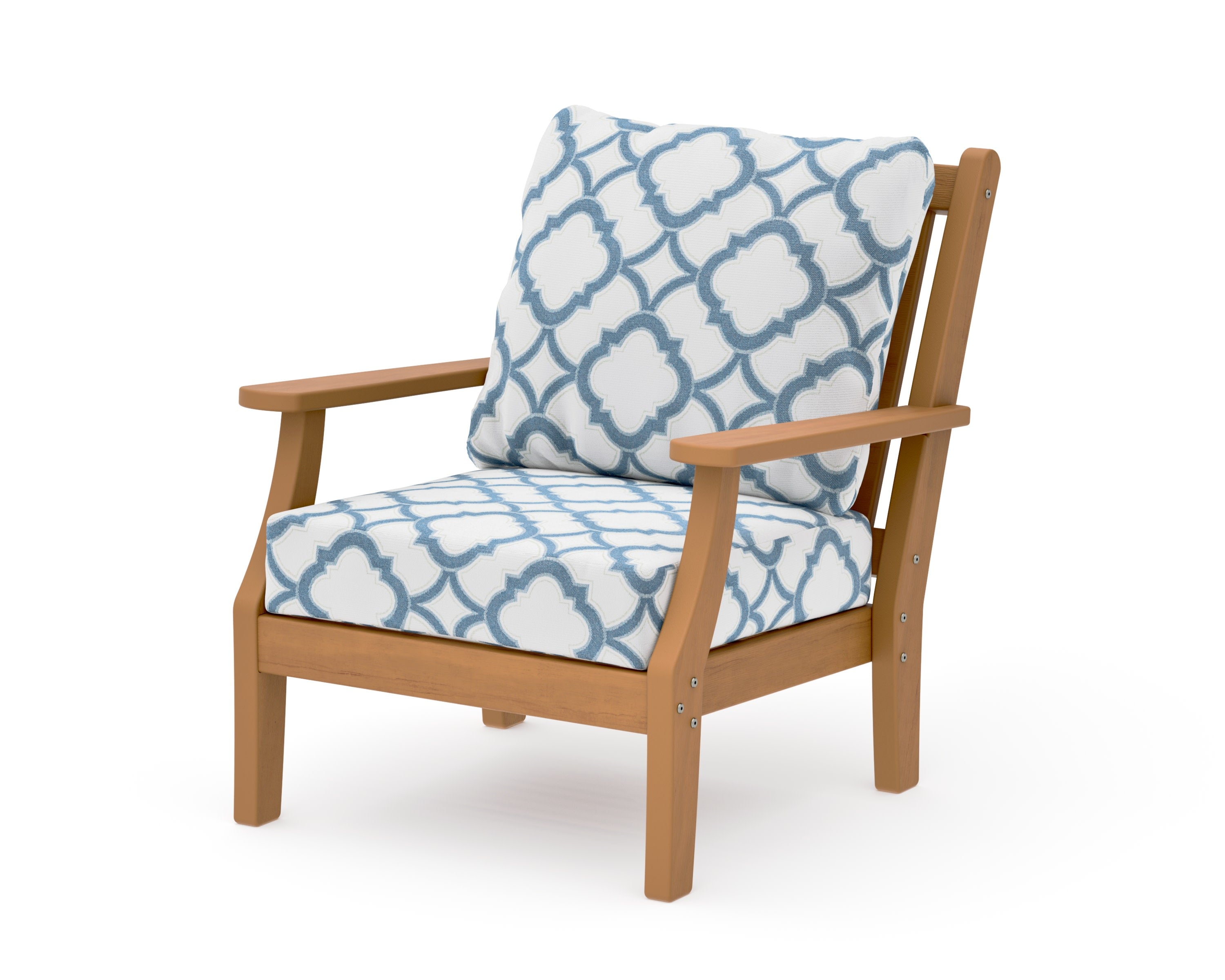 Wovendale Deep Seating Chair in Natural / Trellis Sky Blue