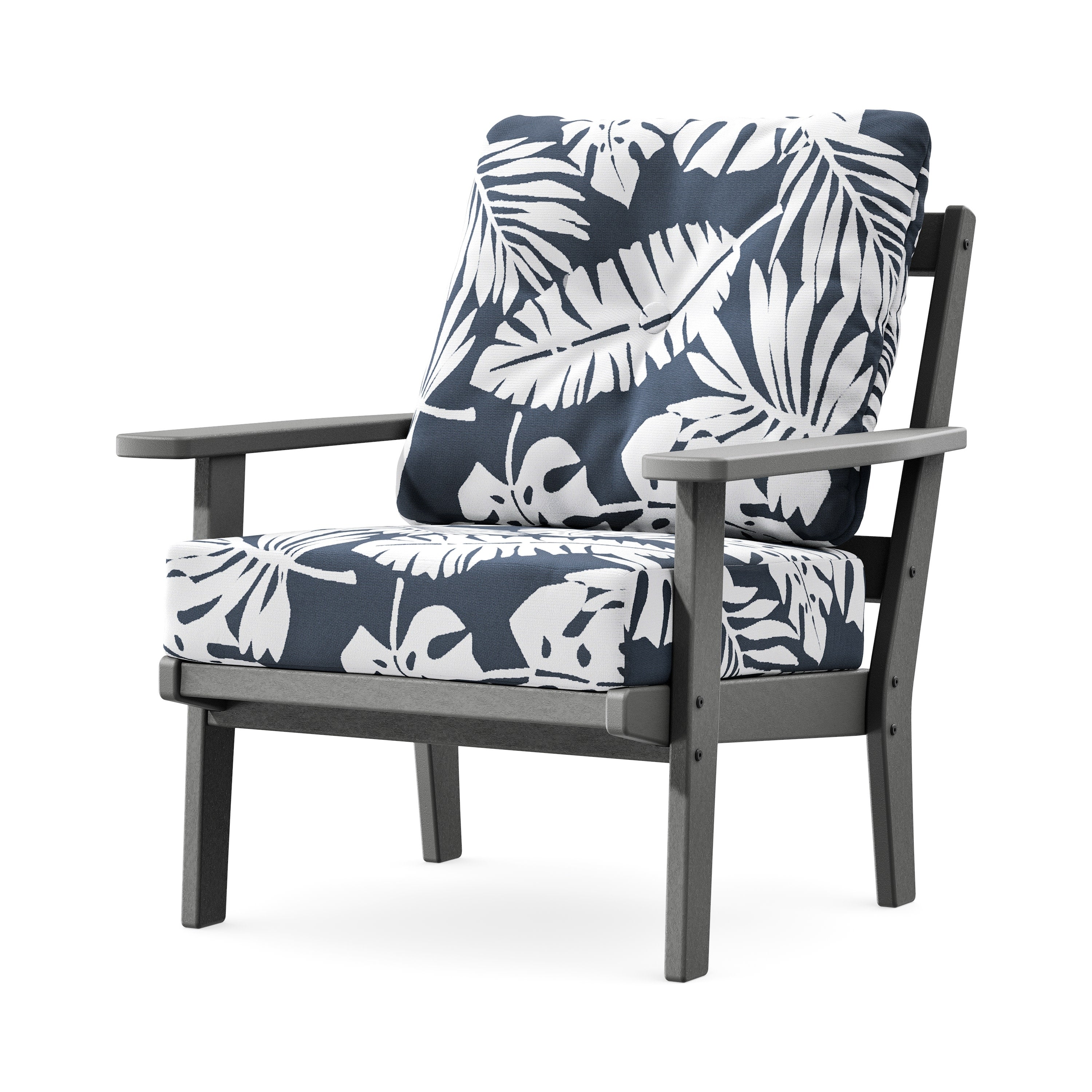 Prairie Deep Seating Chair in Slate Grey / Leaf Marine Indigo