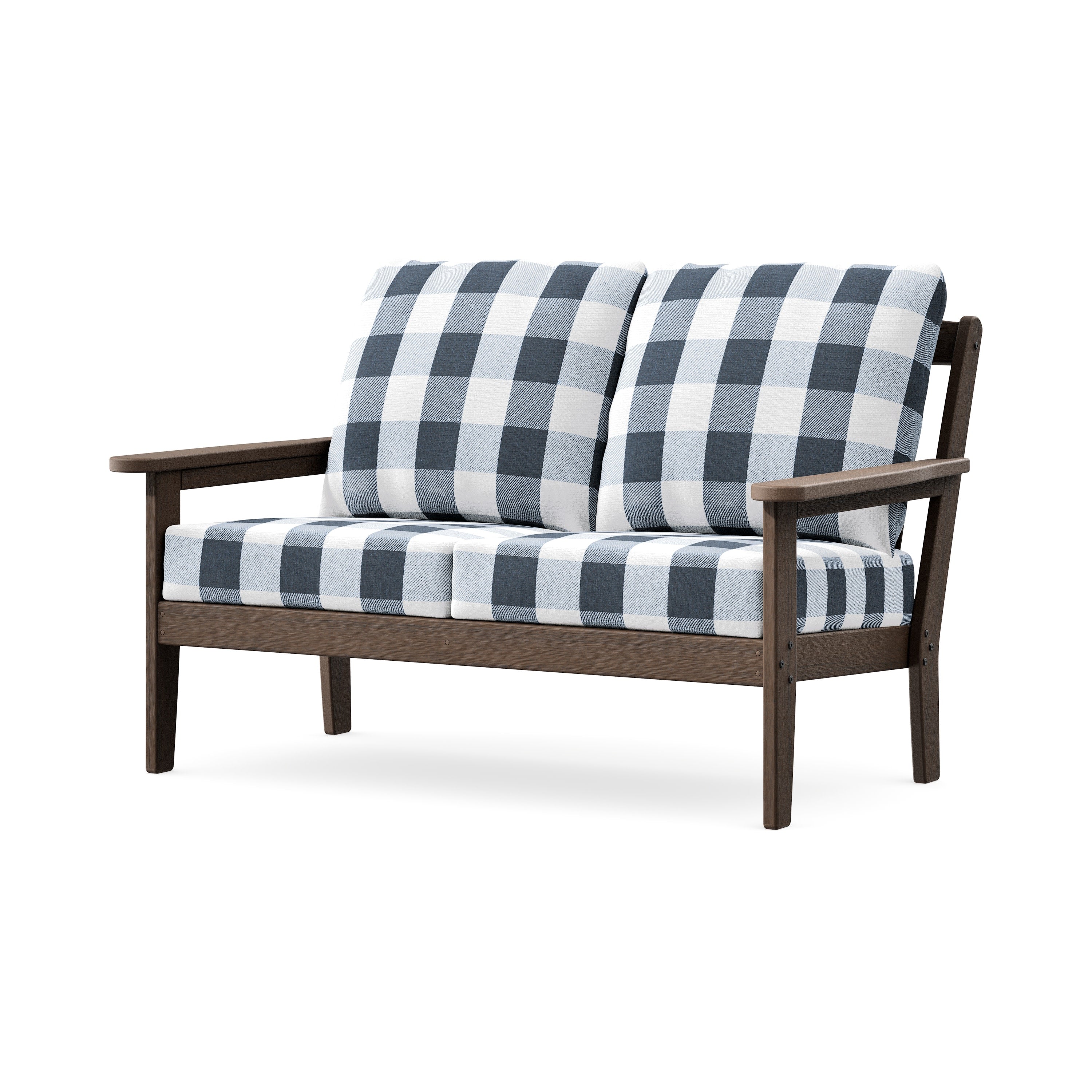 Cottage Deep Seating Loveseat in Kona / Buffalo Plaid Marine Indigo