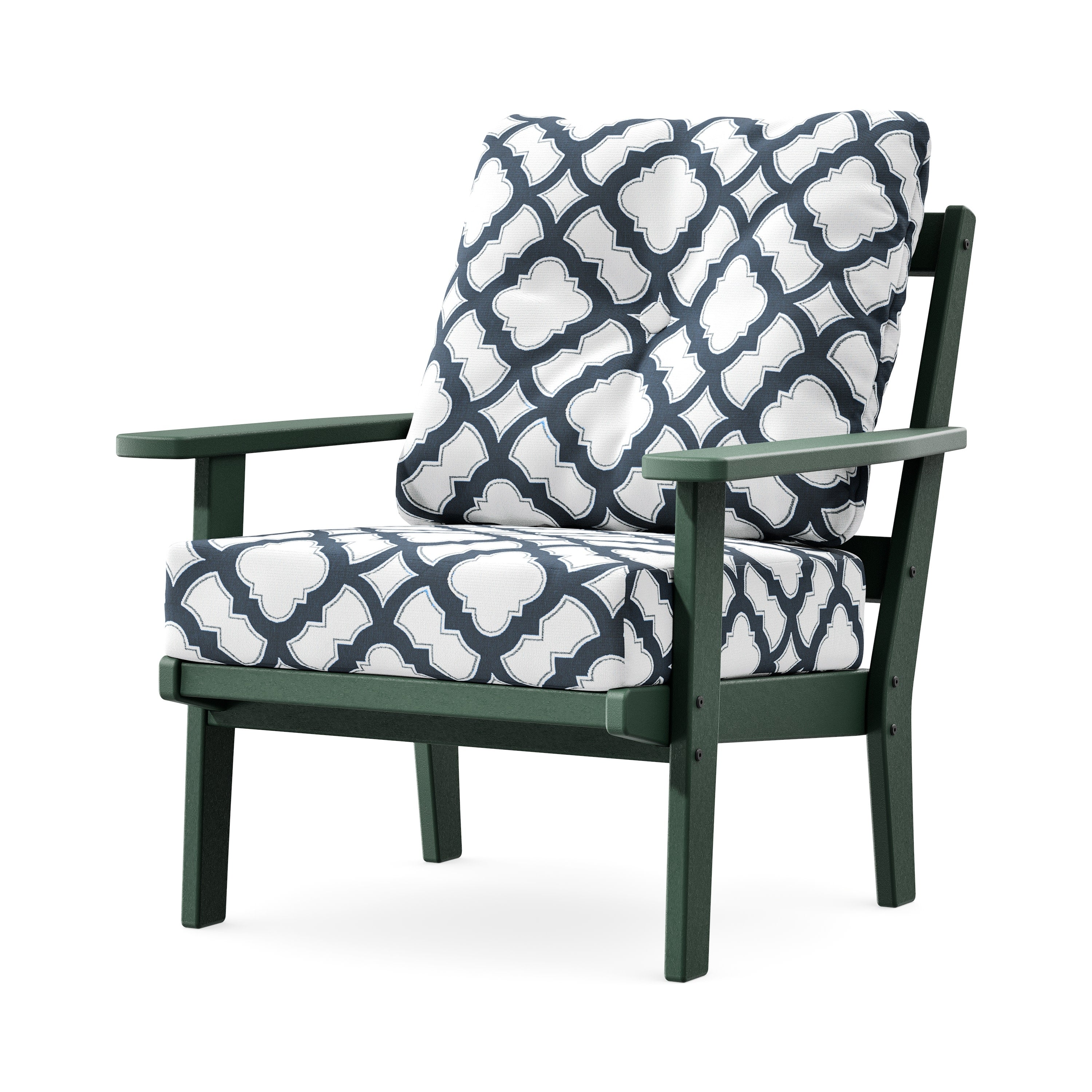 Prairie Deep Seating Chair in Green / Trellis Marine Indigo