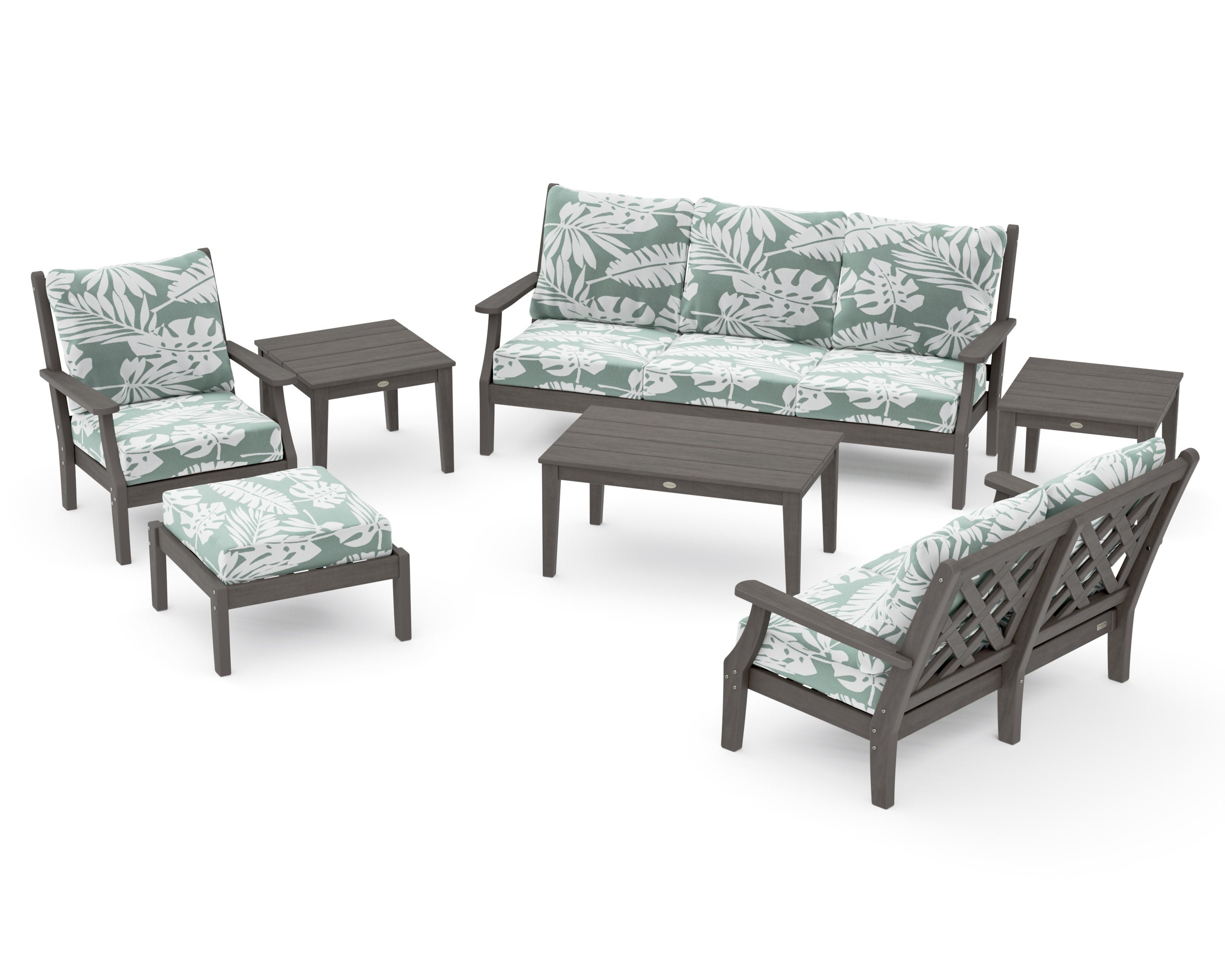 Wovendale 7-Piece Deep Seating Set in Driftwood / Leaf Glacier Spa