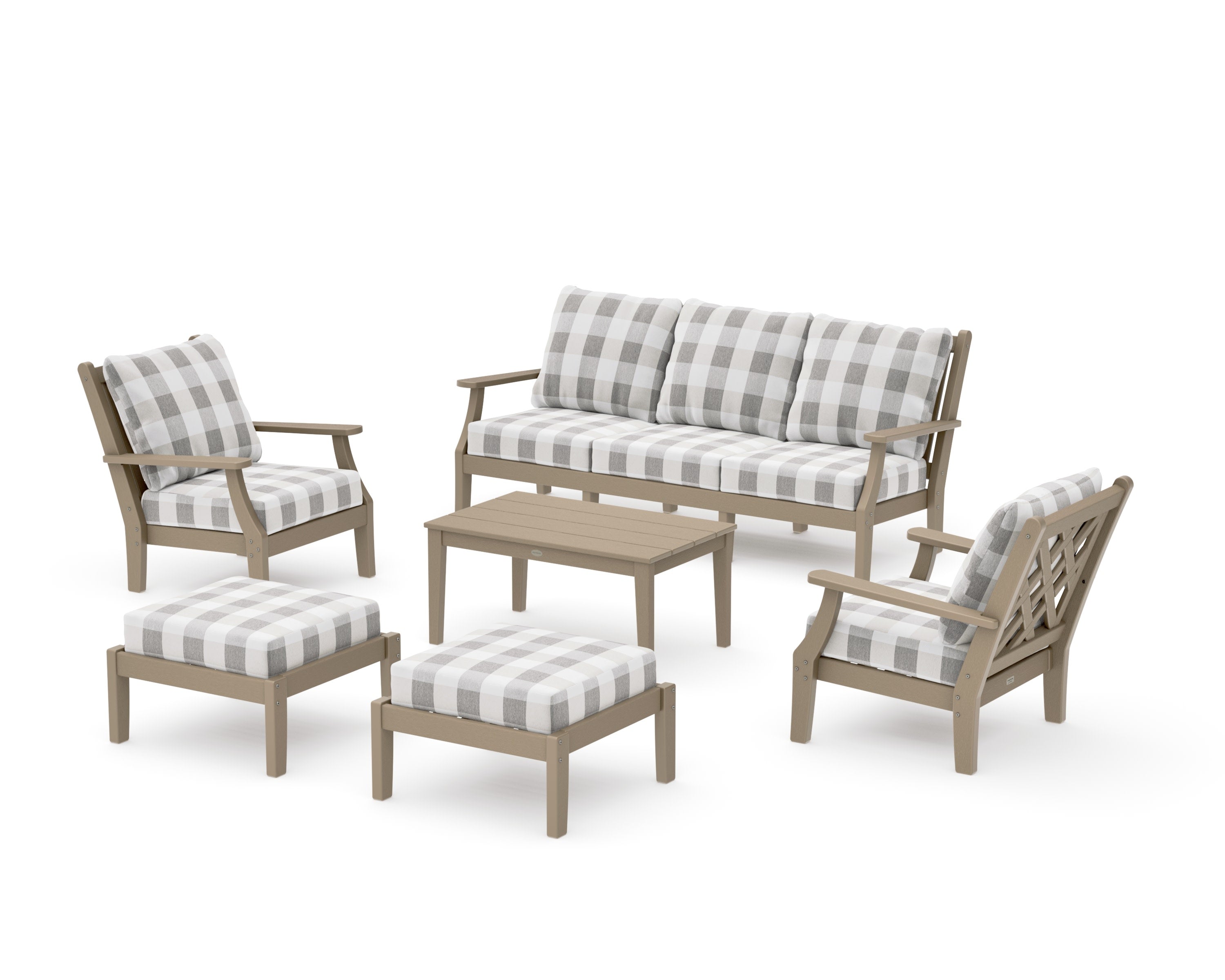 Wovendale 6-Piece Lounge Sofa Set in Vintage Sahara / Buffalo Plaid Grey Mist