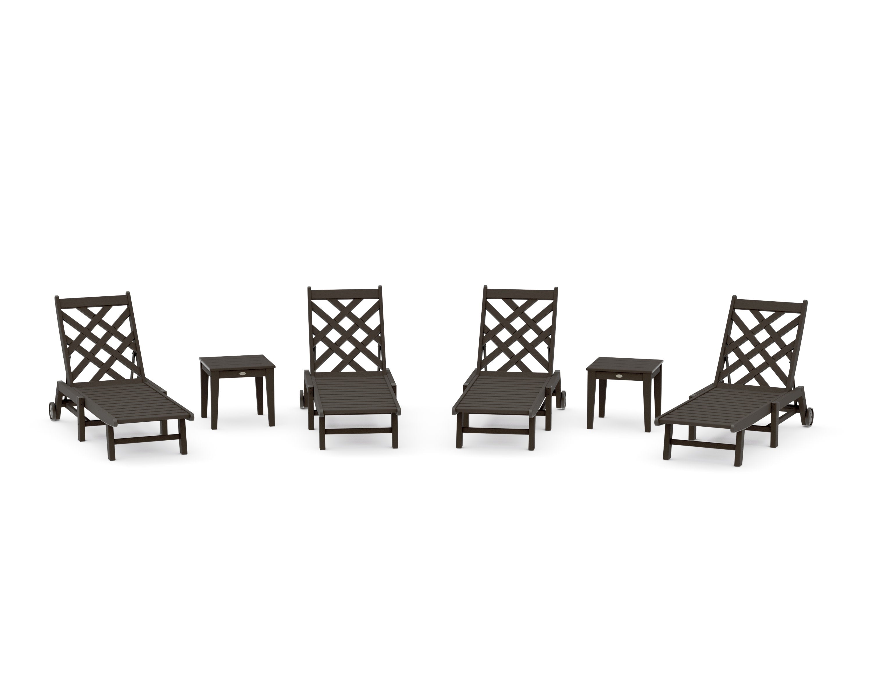 Wovendale 6-Piece Chaise Set with Wheels in Vintage Coffee
