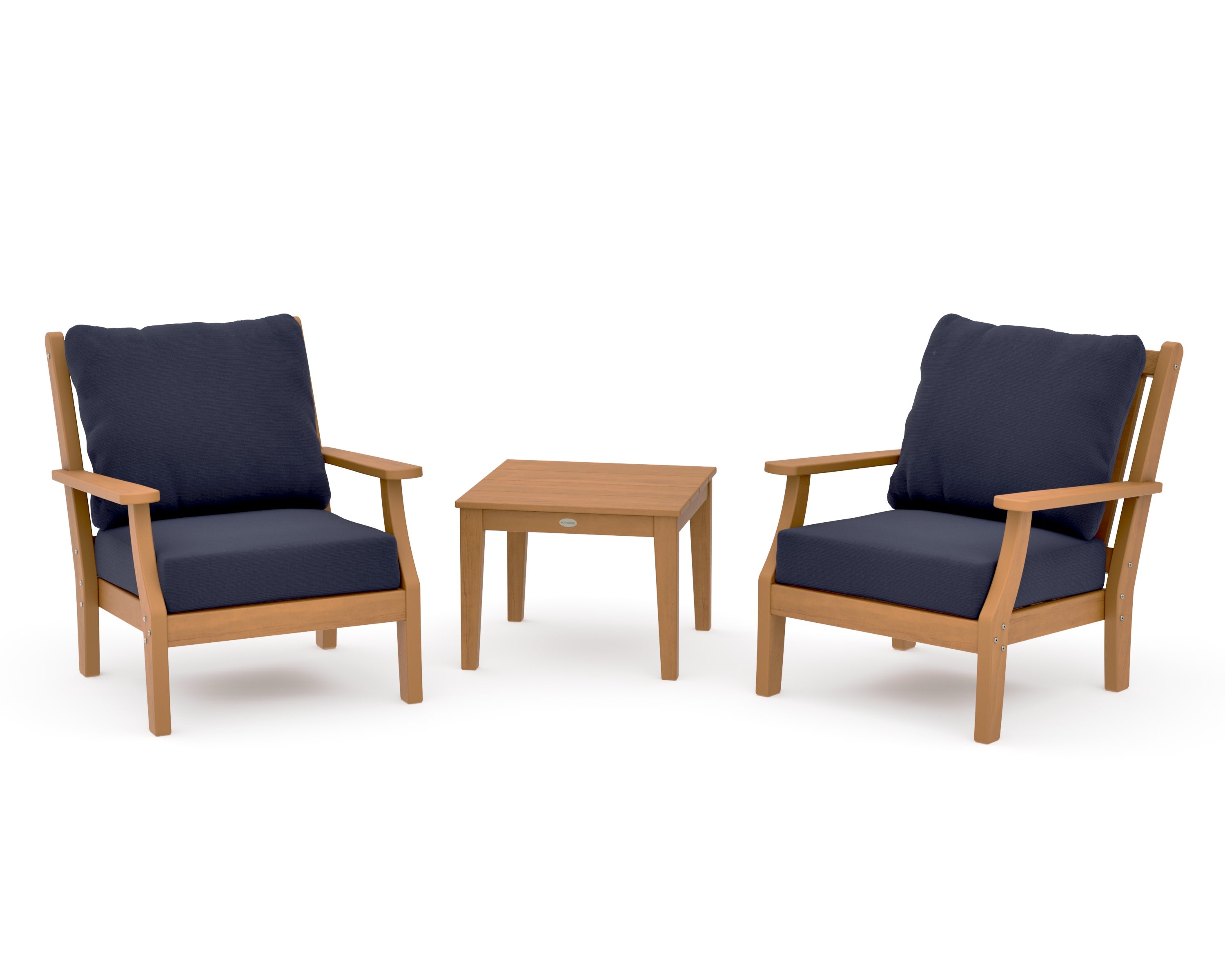 Wovendale 3-Piece Deep Seating Set in Natural / Navy Linen