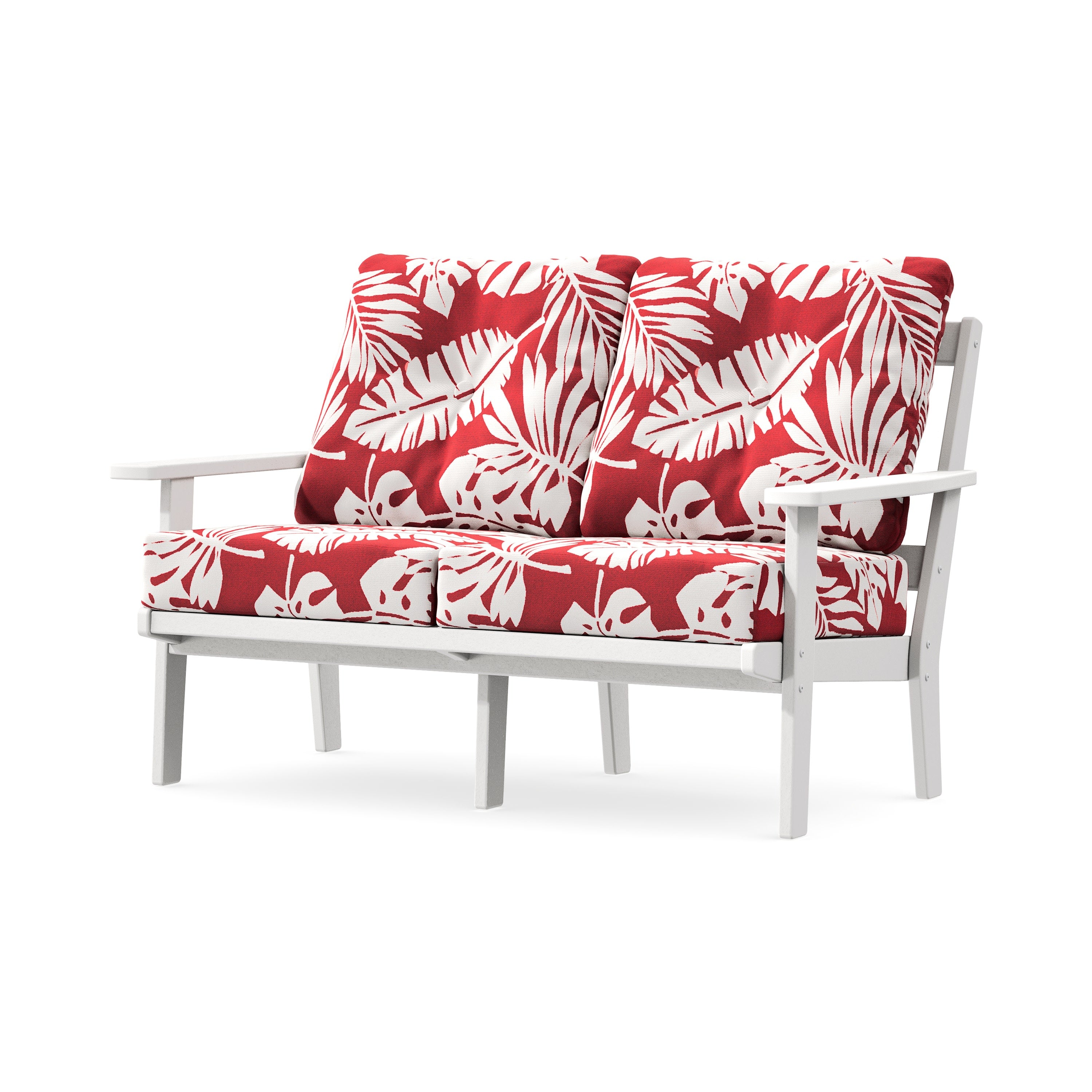 Prairie Deep SeatingLoveseat in White / Leaf Crimson