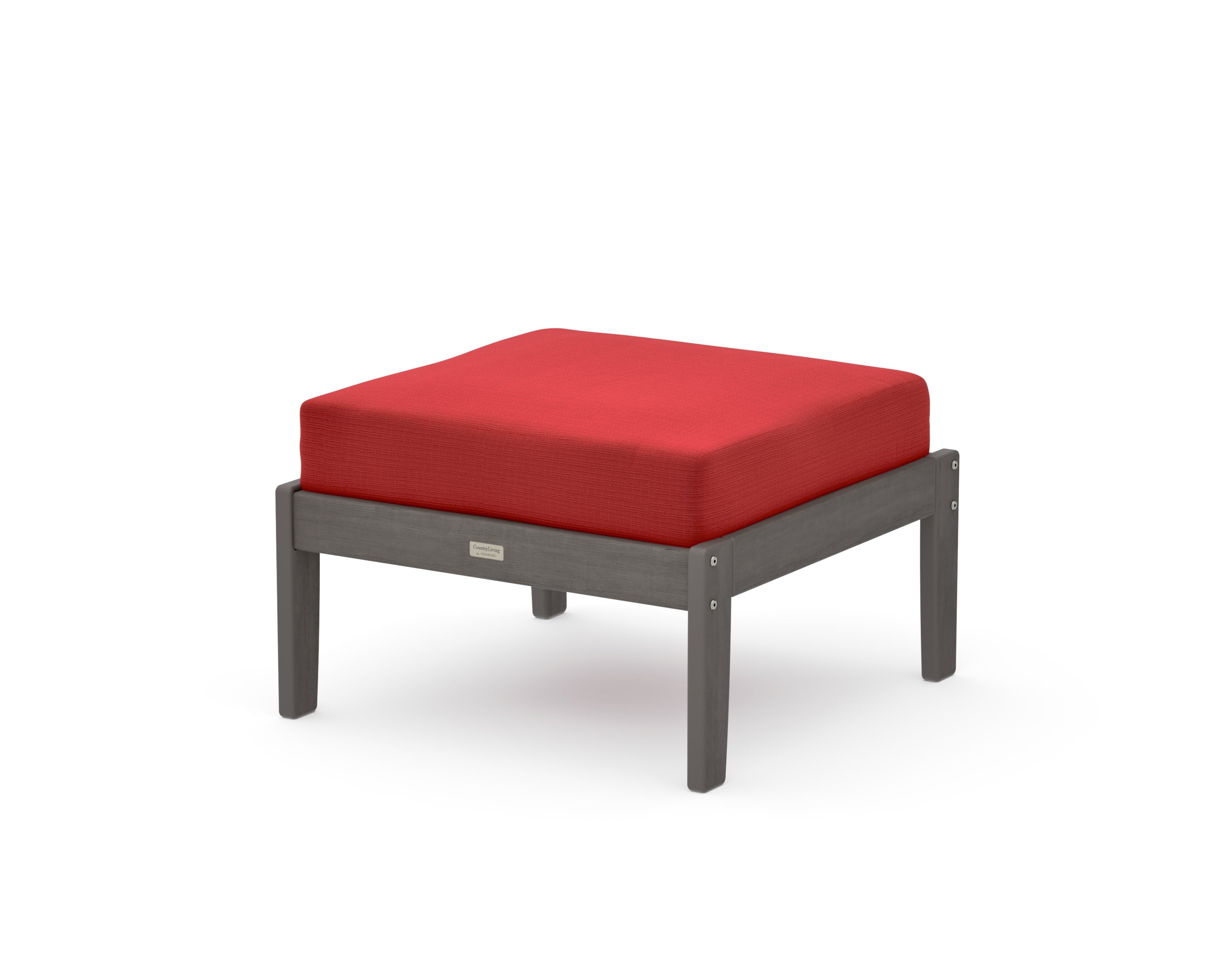 Cottage Deep Seating Ottoman in Driftwood / Crimson Linen