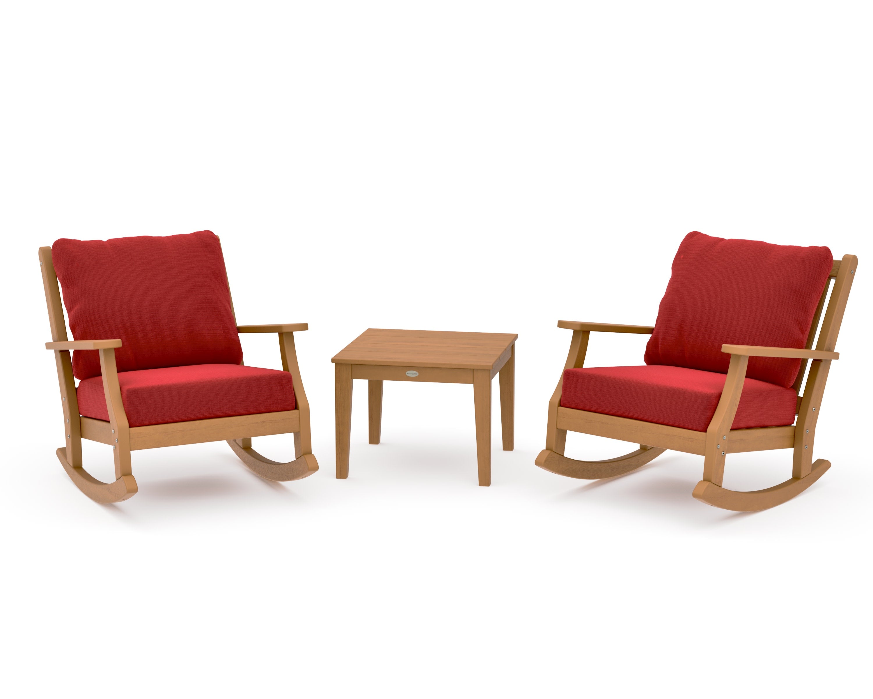 Wovendale 3-Piece Deep Seating Rocker Set in Natural / Crimson Linen