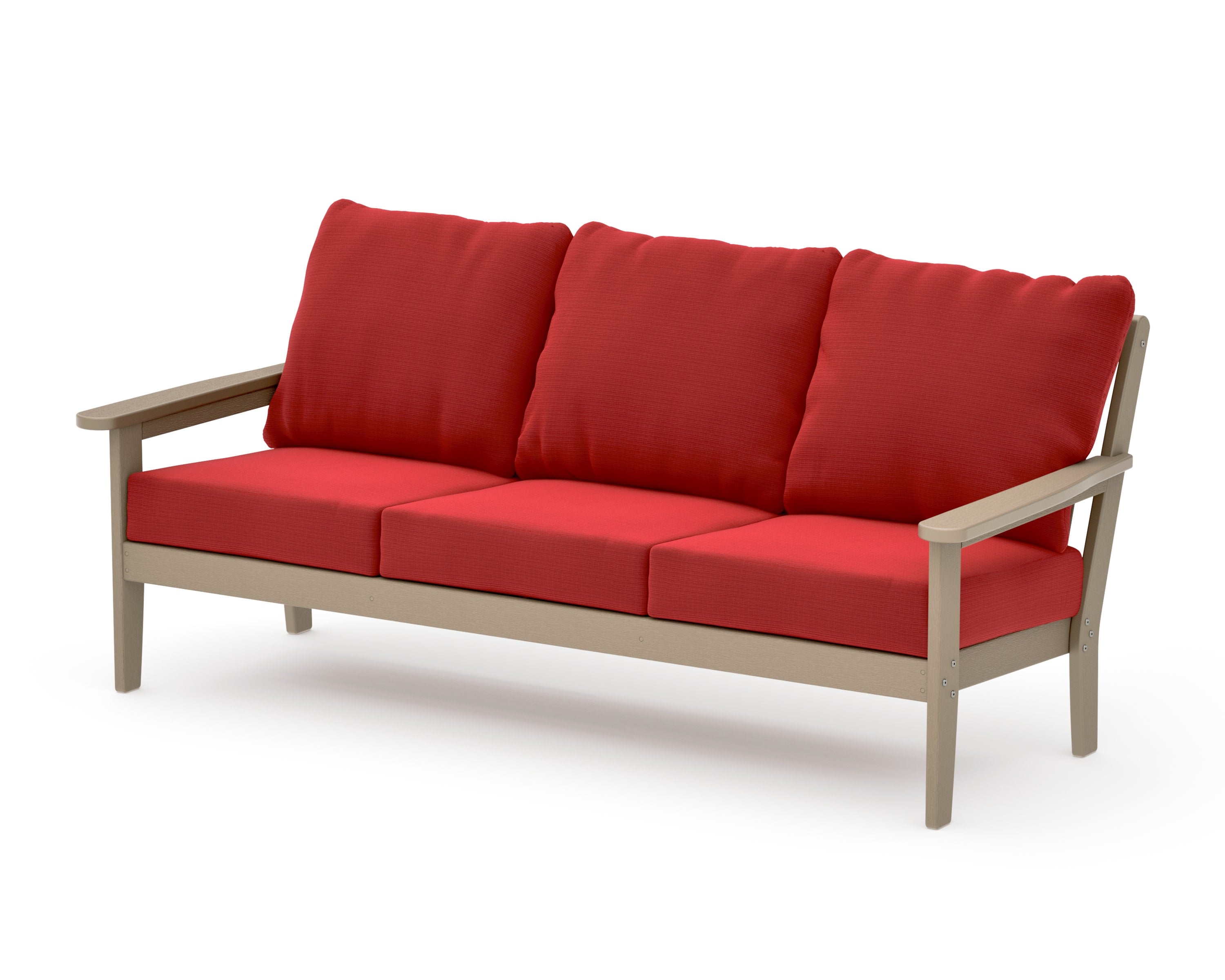 Cottage Deep Seating Sofa in Vintage Sahara / Crimson Linen