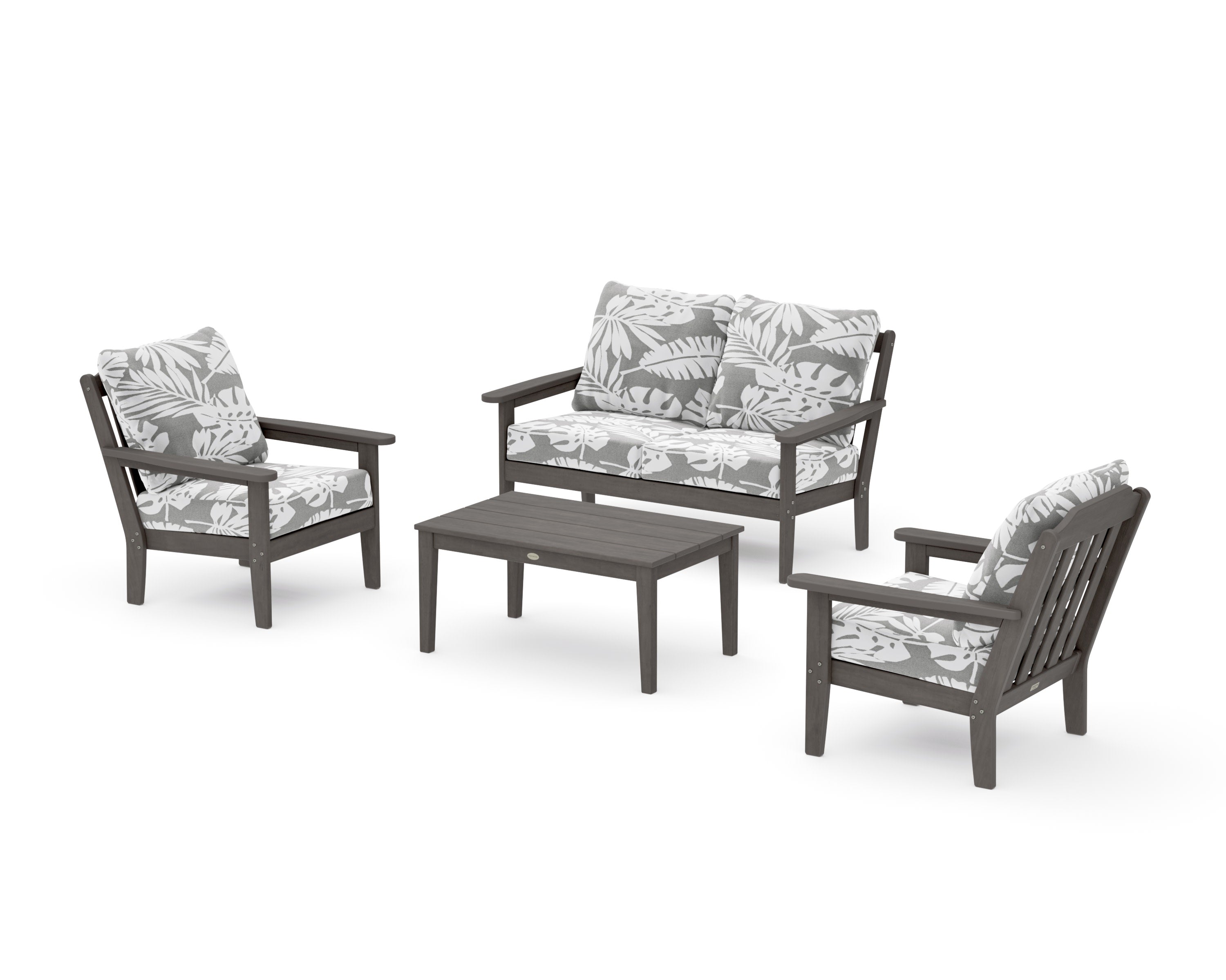 Cottage 4-Piece Deep Seating Set with Loveseat in Driftwood / Leaf Grey Mist