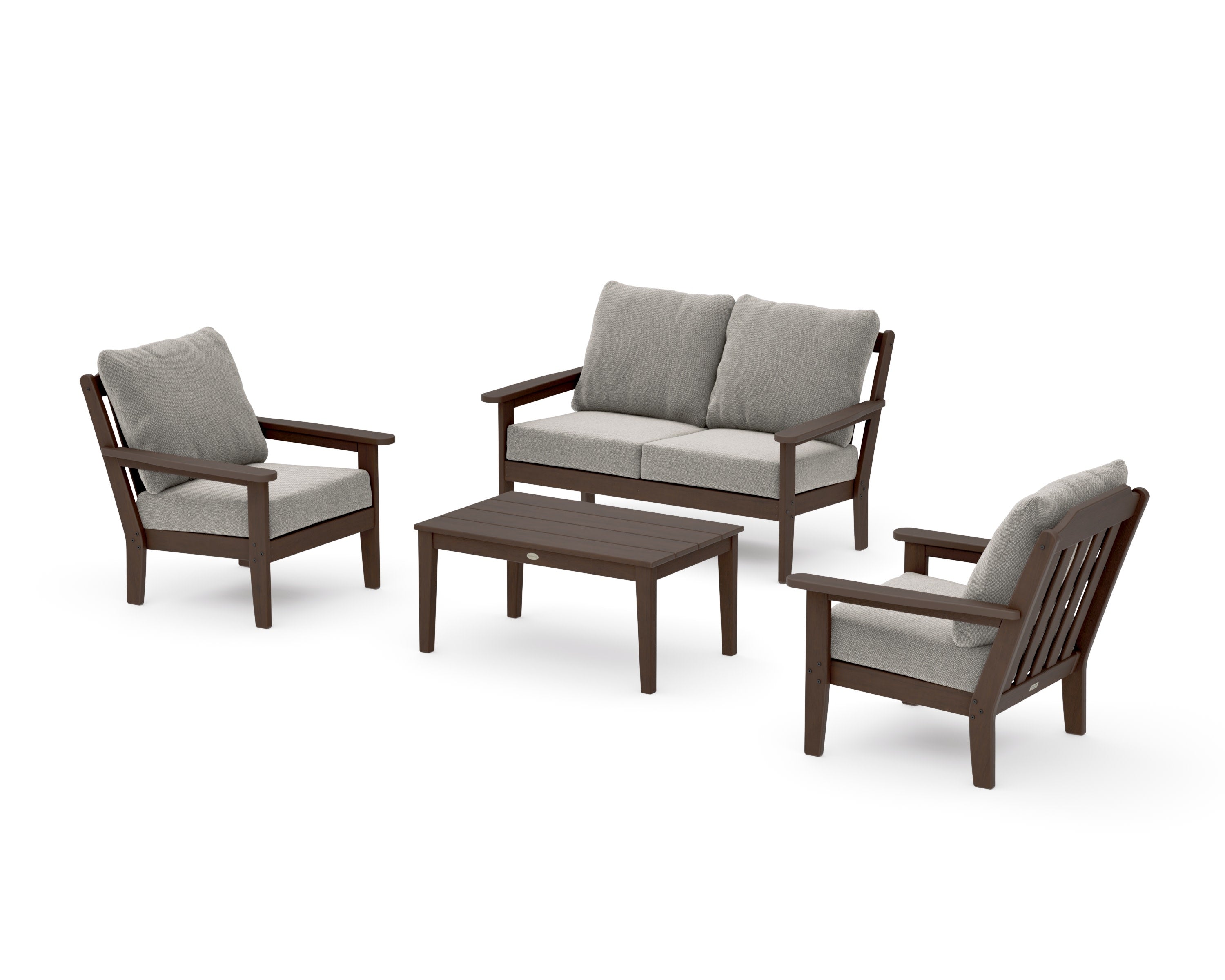 Cottage 4-Piece Deep Seating Set with Loveseat in Kona / Weathered Tweed