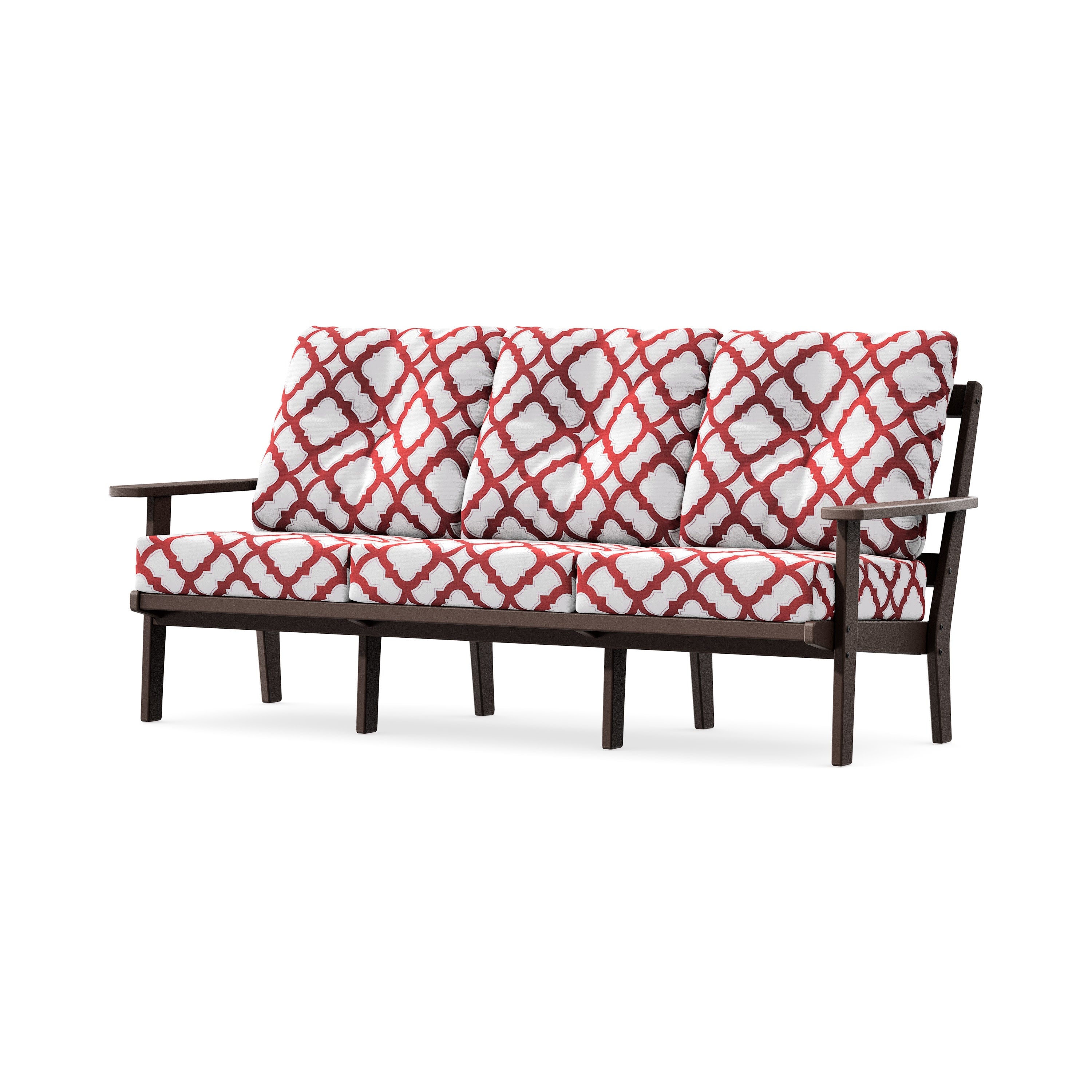 PrairieDeep Seating Sofa in Mahogany / Trellis Crimson