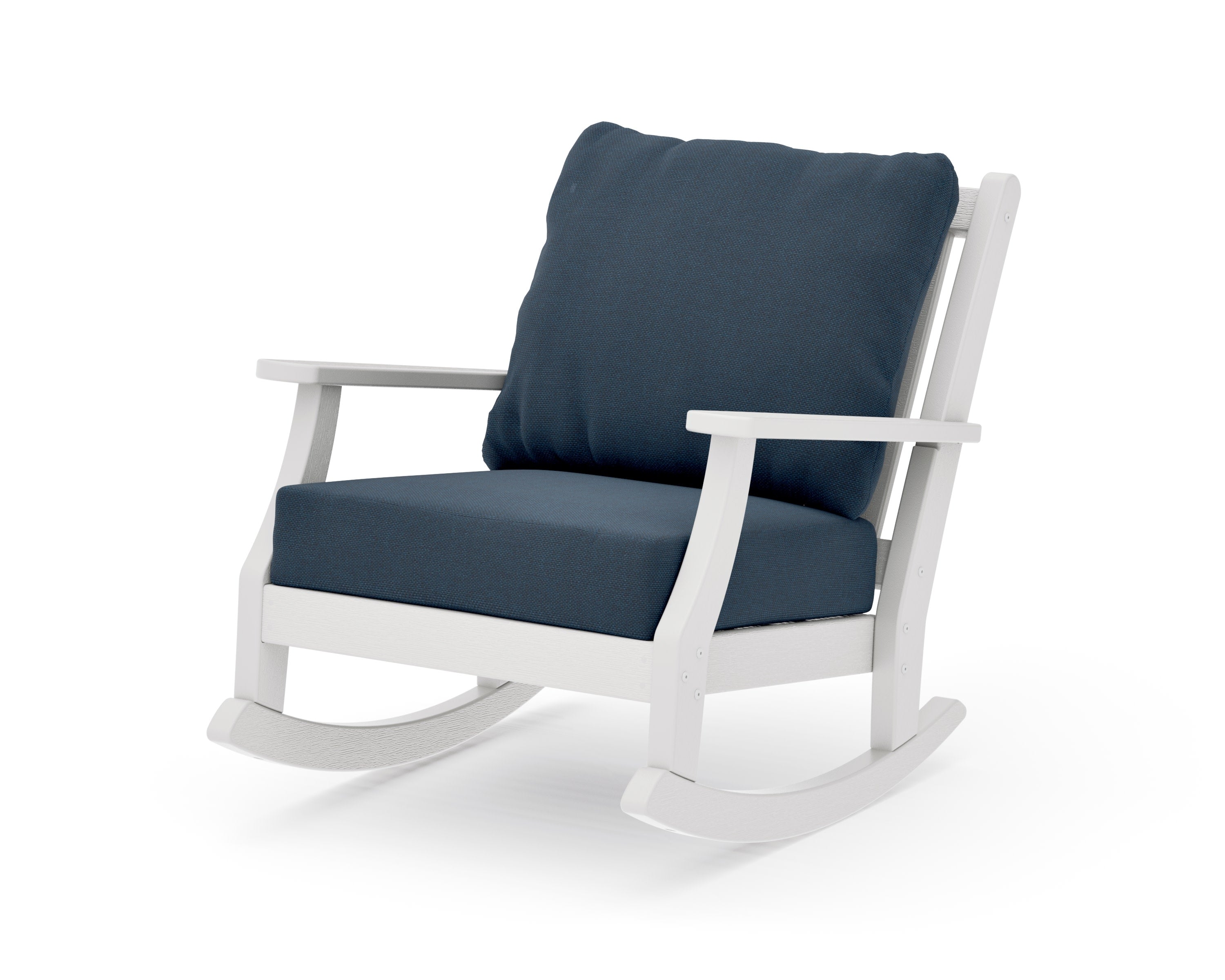 Wovendale Deep Seating Rocking Chair in Vintage White / Marine Indigo