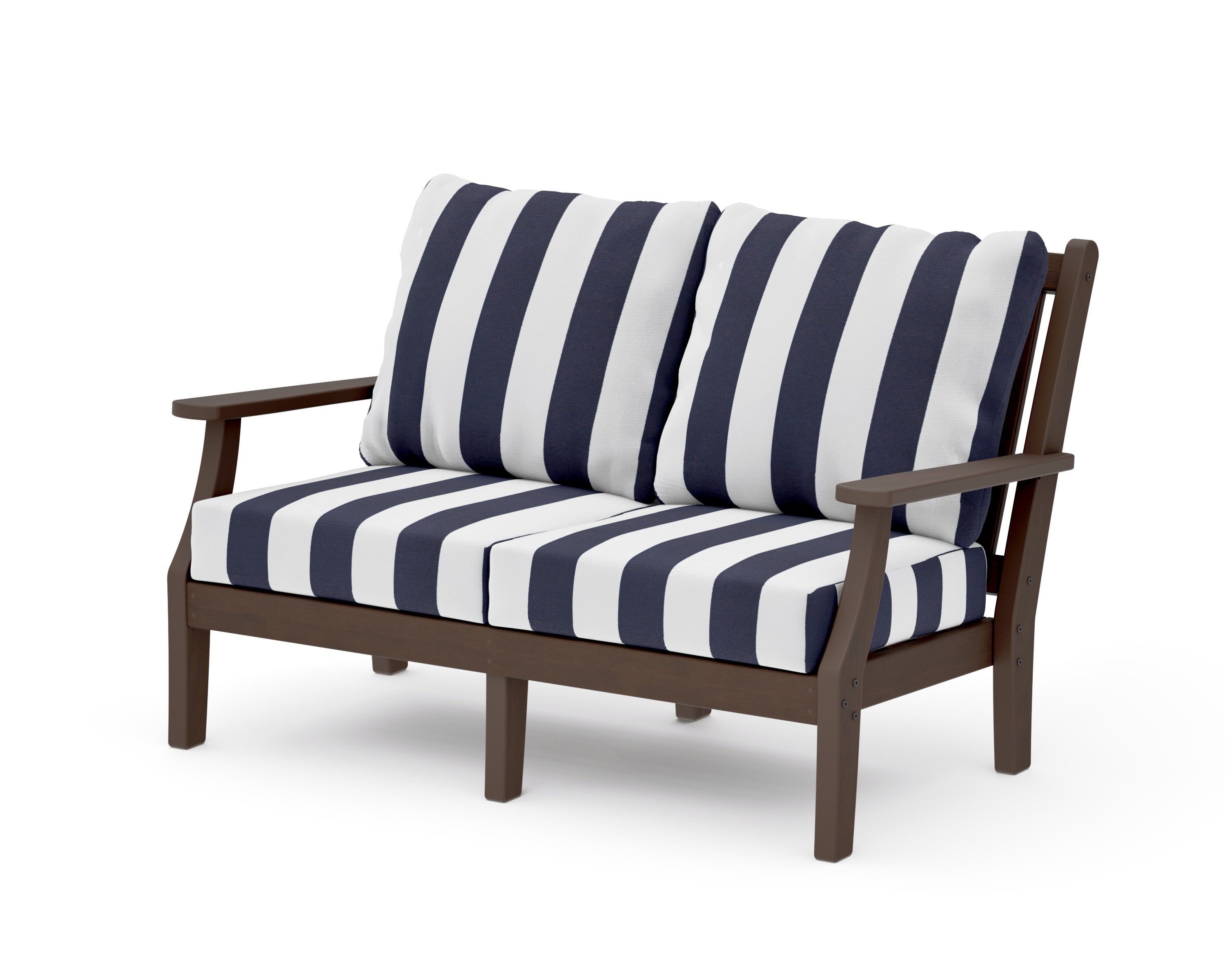 Wovendale Deep Seating Loveseat in Kona / Cabana Stripe Navy