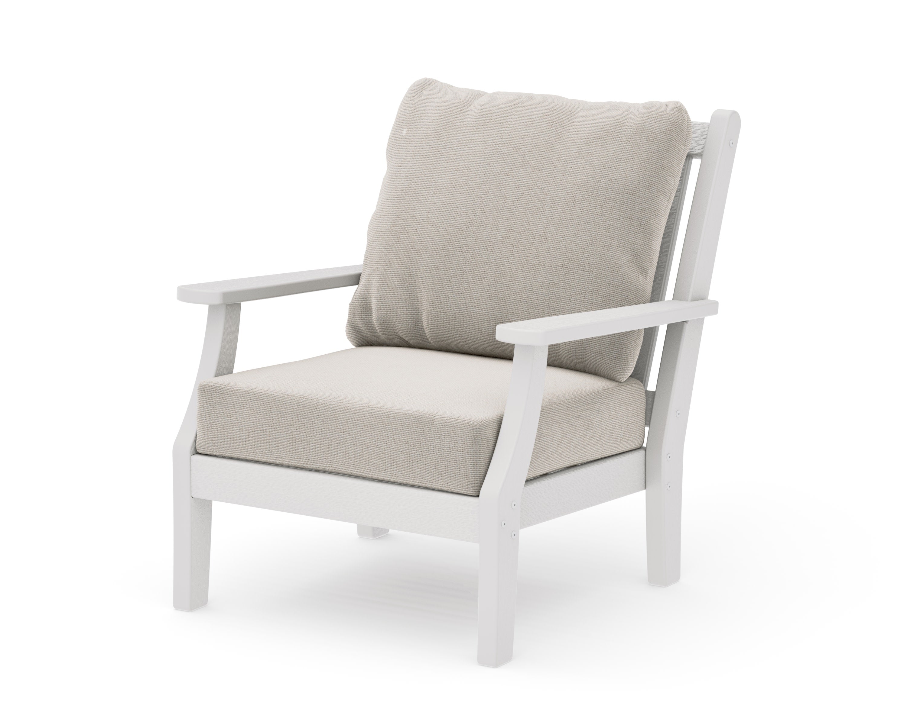 Wovendale Deep Seating Chair in Vintage White / Dune Burlap