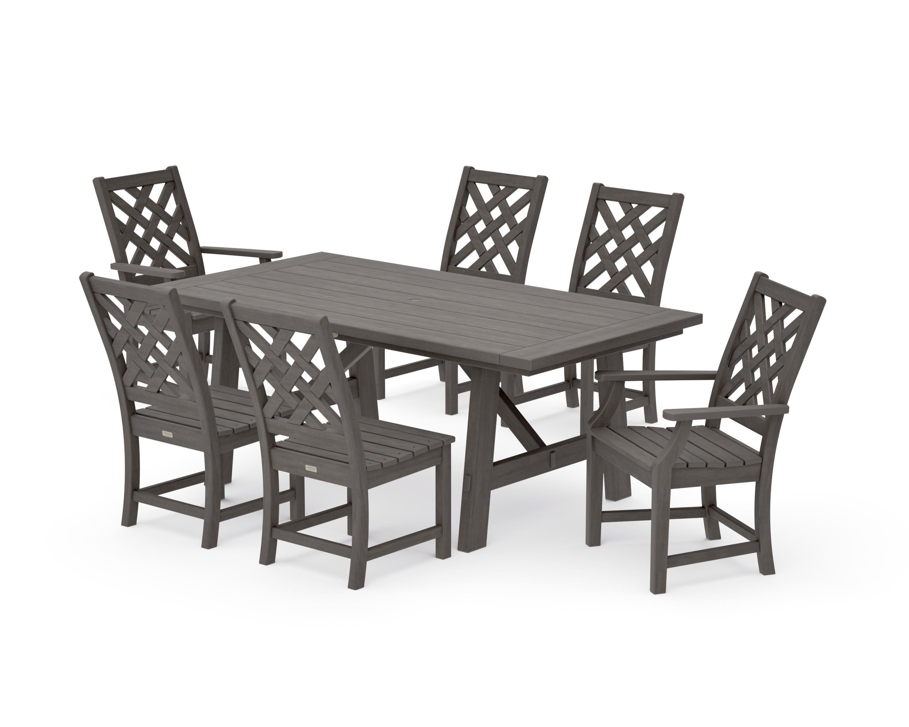 Wovendale 7-Piece Rustic Farmhouse Dining Set in Driftwood