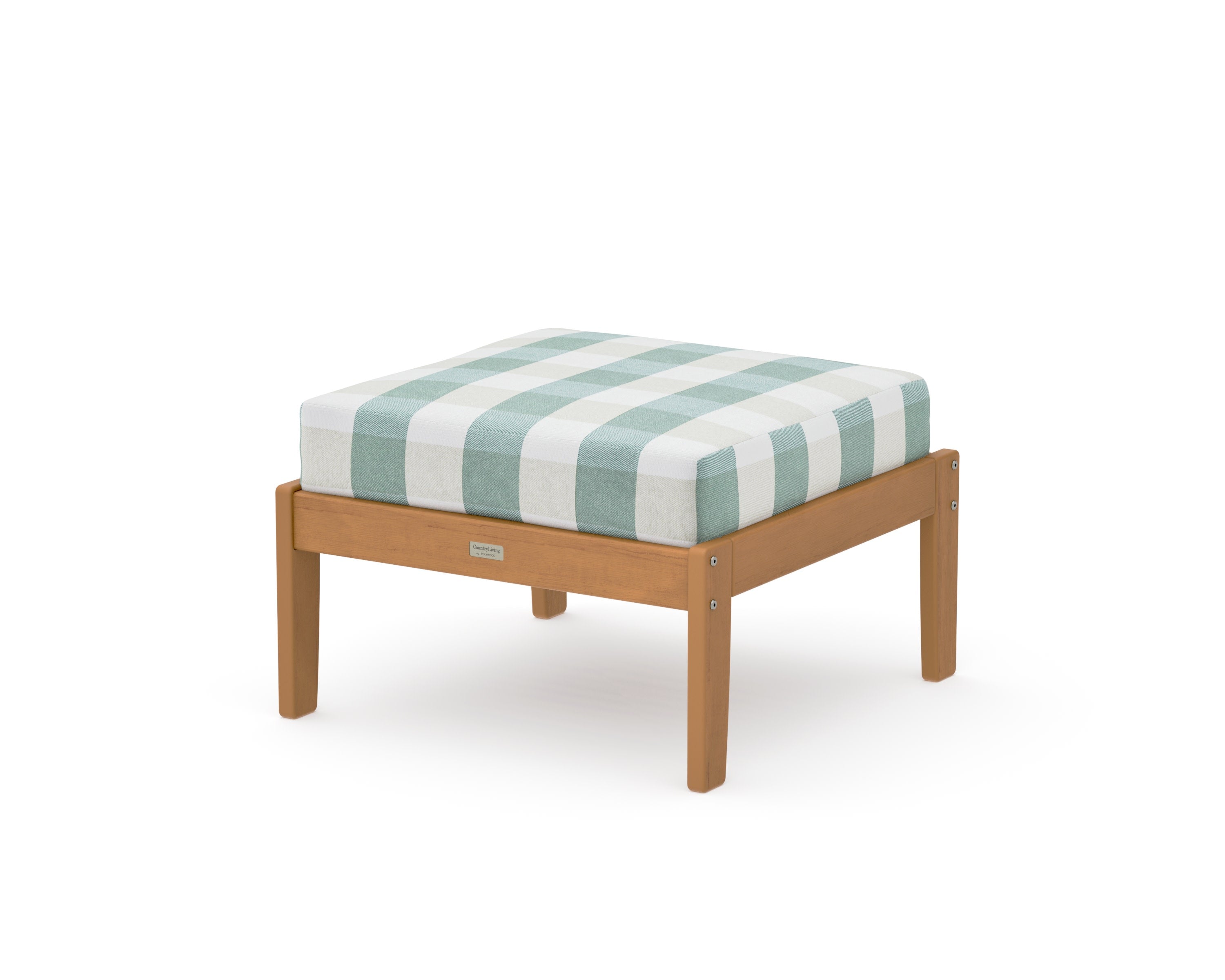 Cottage Deep Seating Ottoman in Natural / Buffalo Plaid Glacier Spa