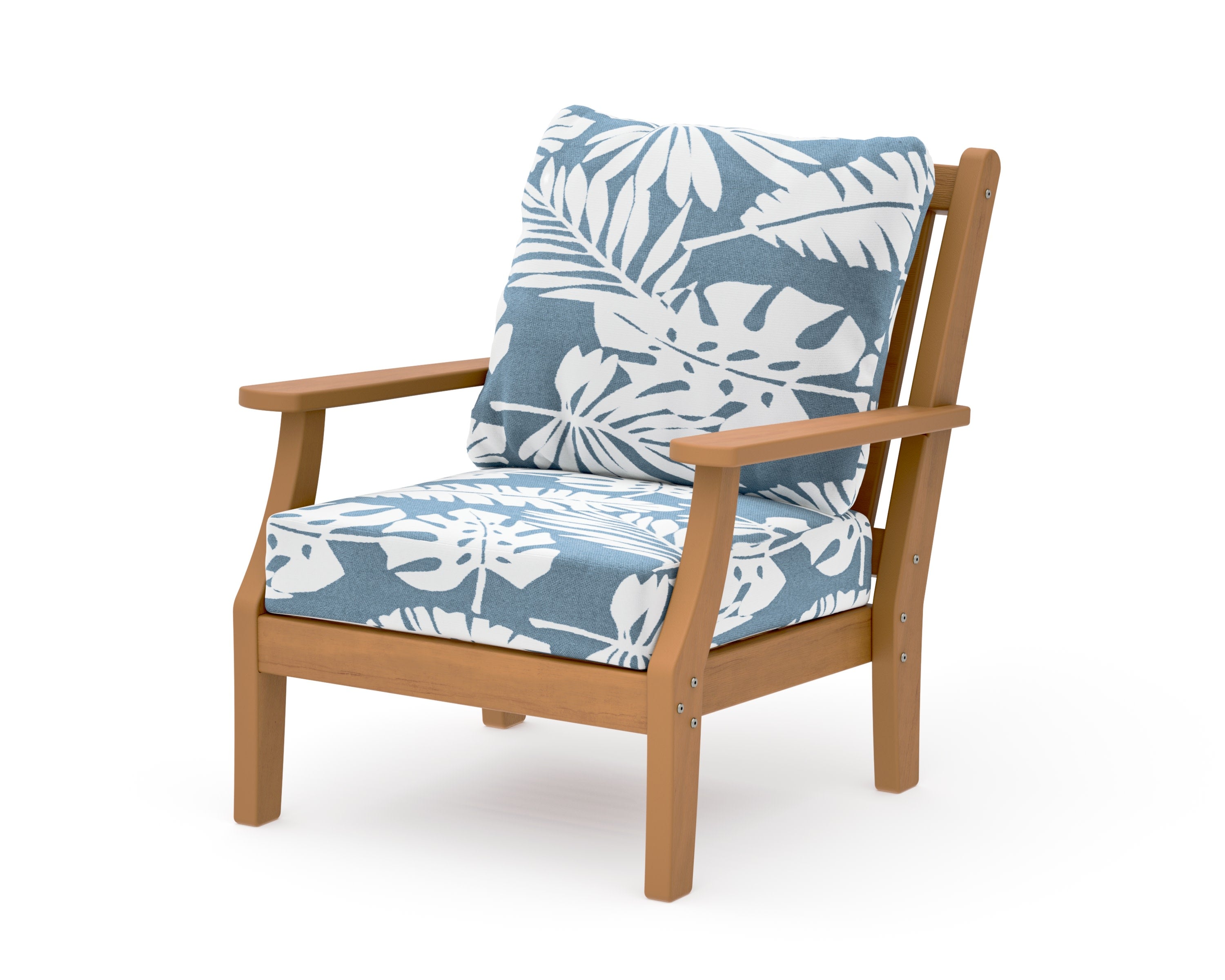 Wovendale Deep Seating Chair in Natural / Leaf Sky Blue