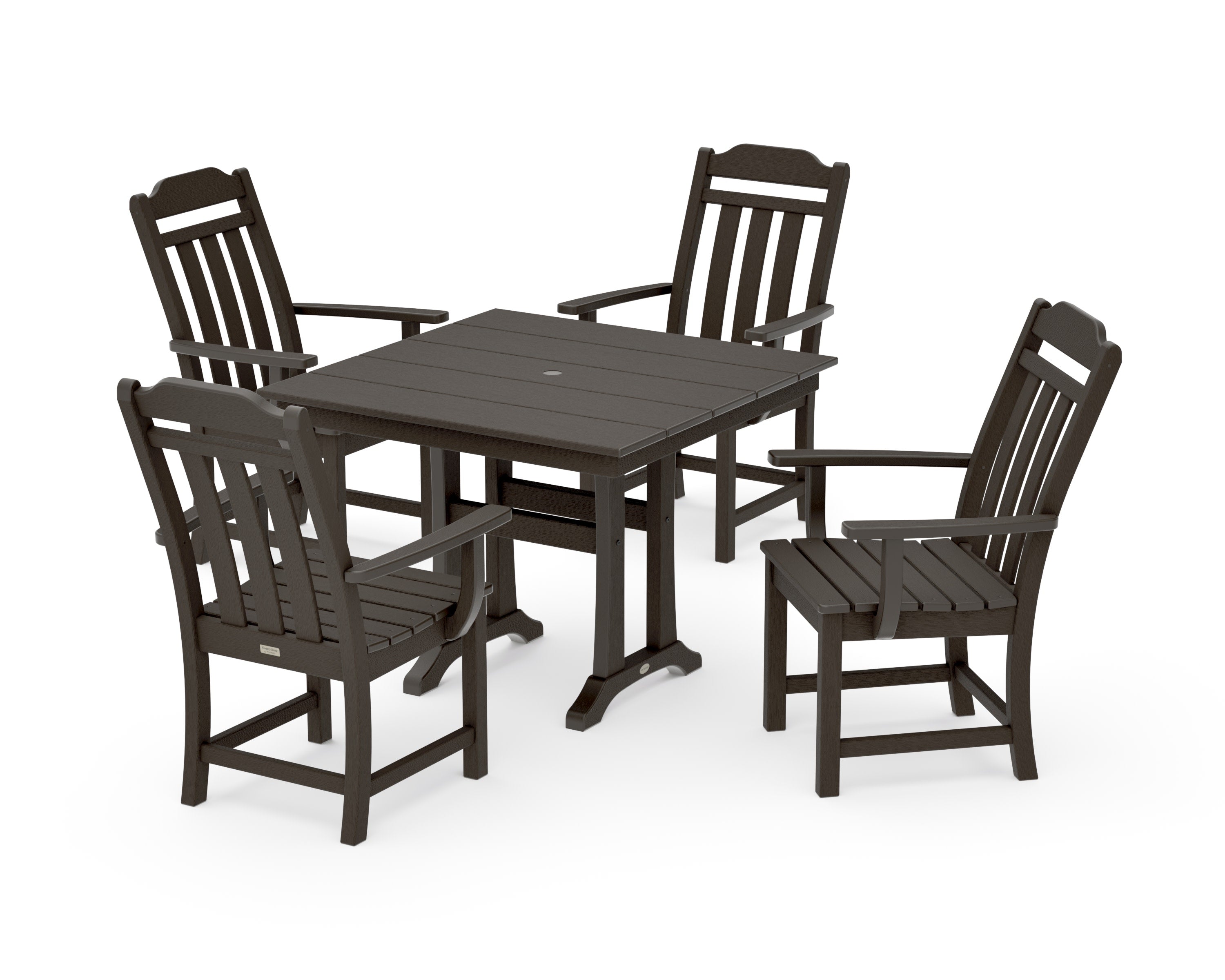 Cottage 5-Piece Farmhouse Dining Set with Trestle Legs in Vintage Coffee