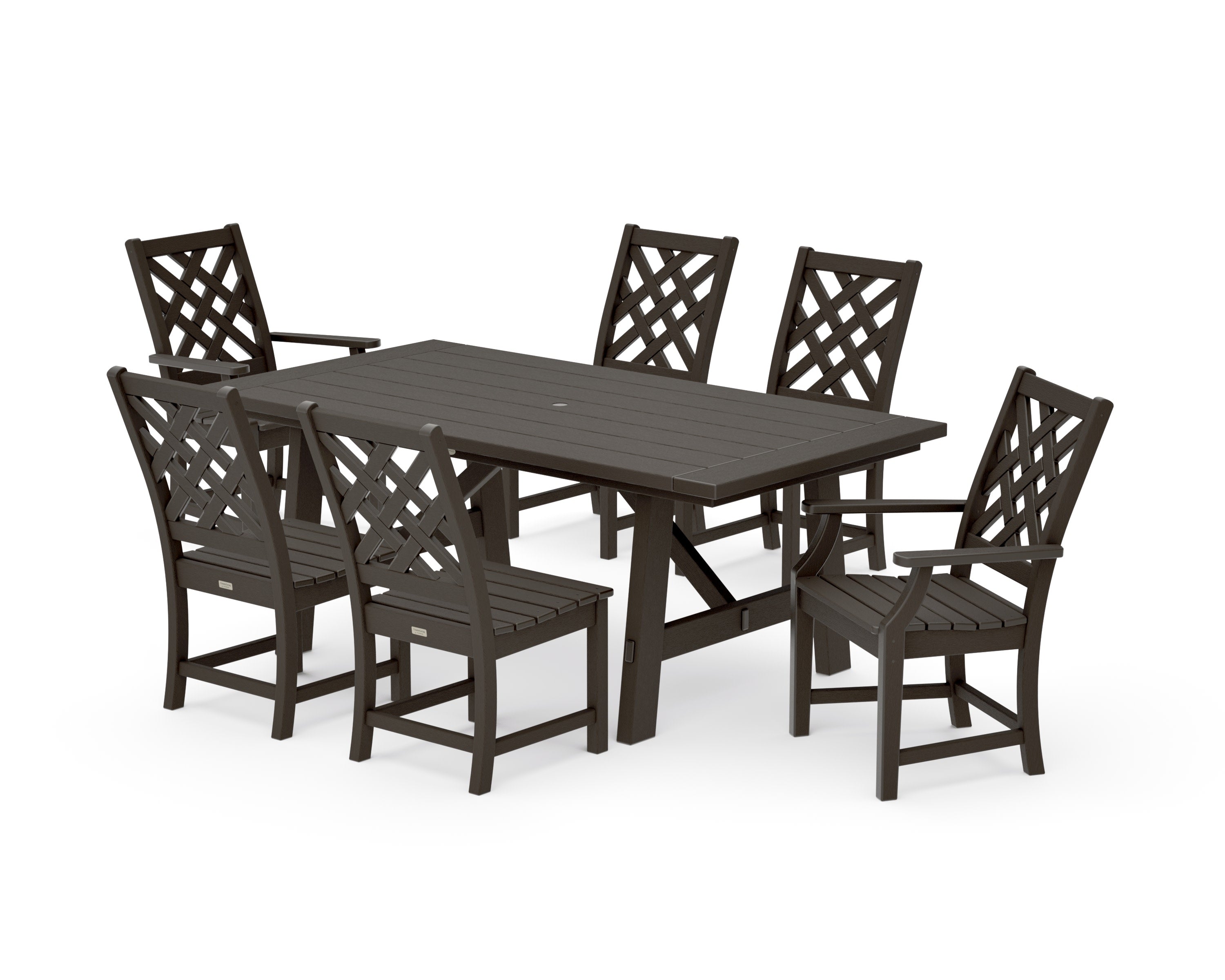 Wovendale 7-Piece Rustic Farmhouse Dining Set in Vintage Coffee