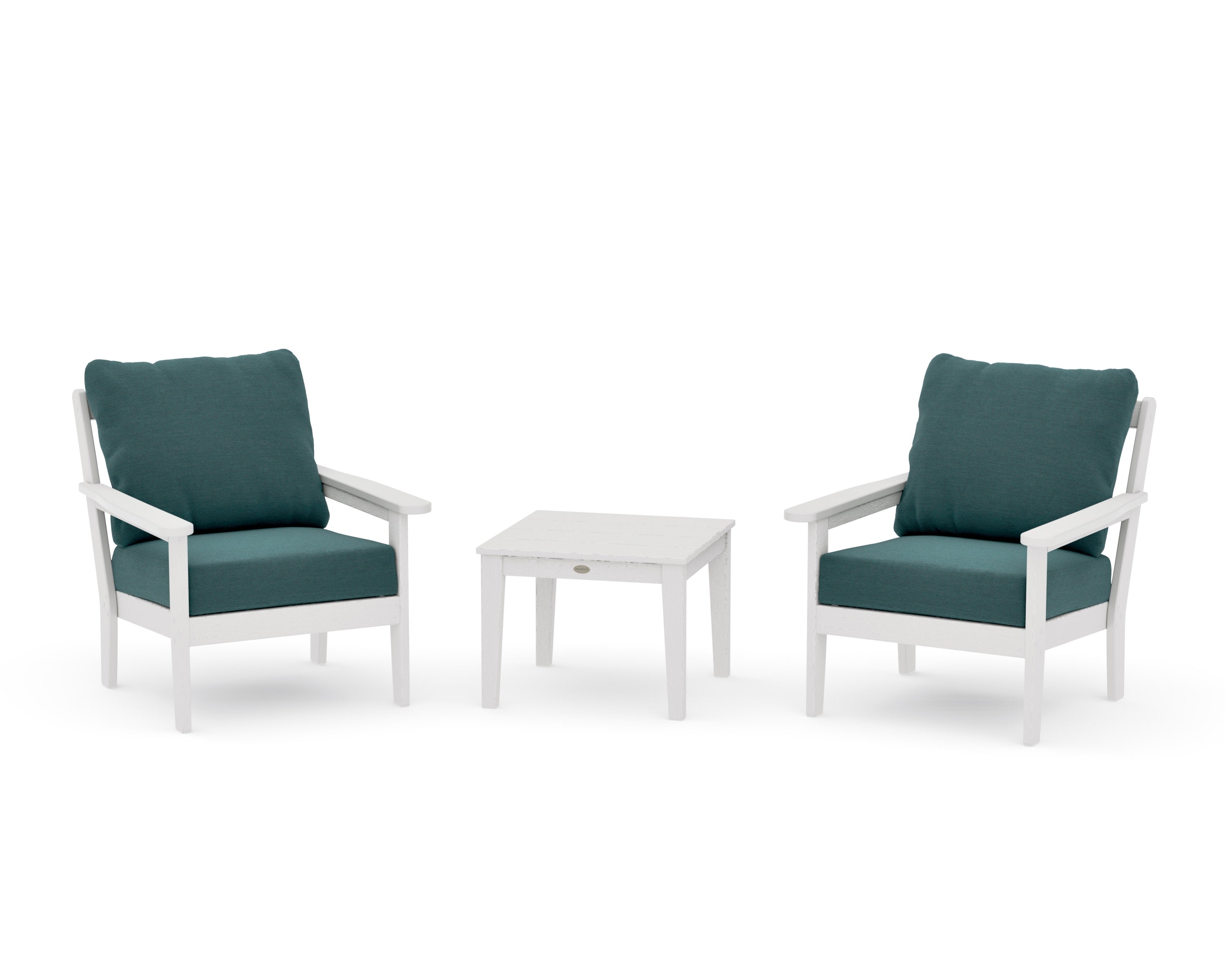 Cottage 3-Piece Deep Seating Set in Vintage White / Ocean Teal