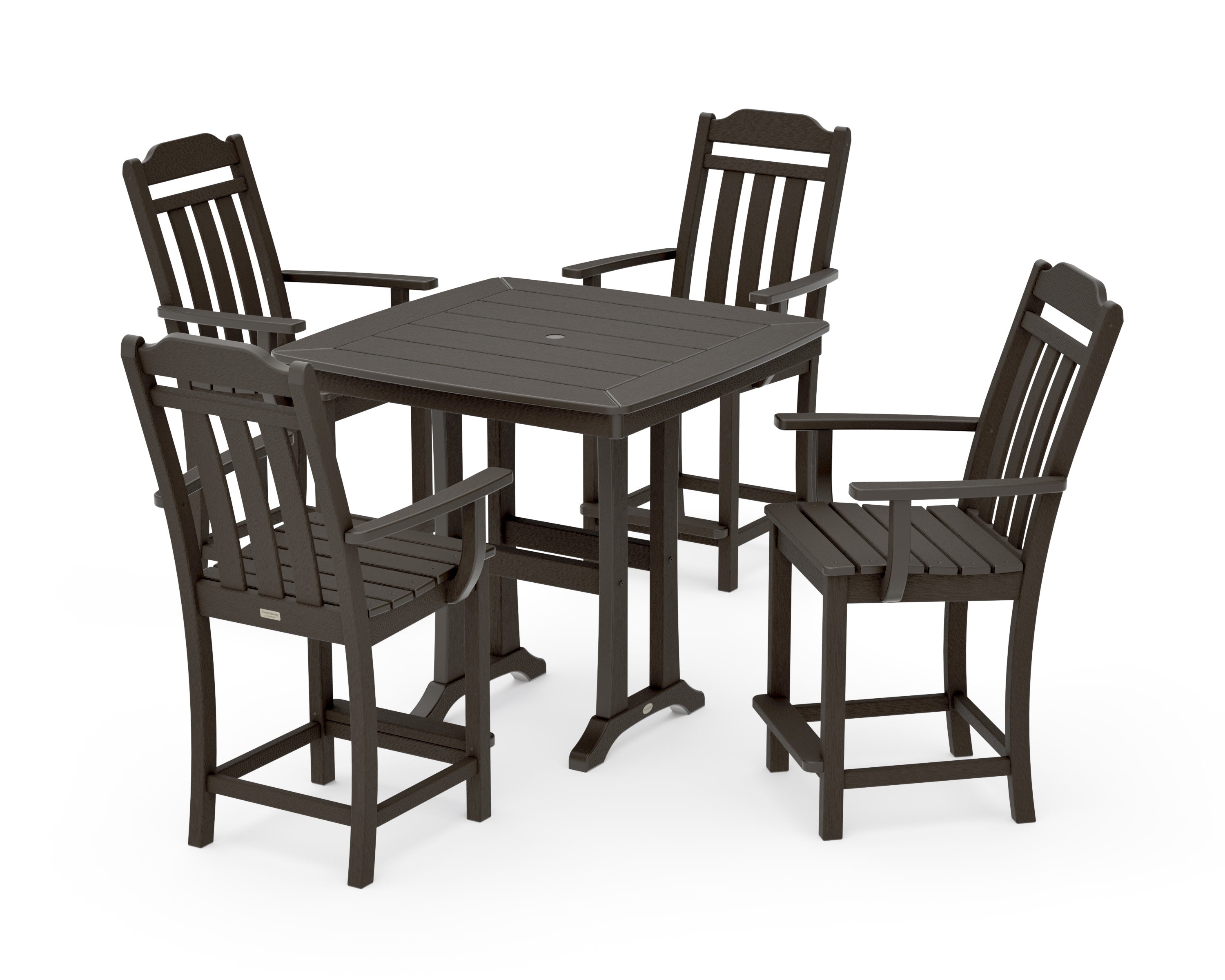 Cottage 5-Piece Counter Set with Trestle Legs in Vintage Coffee