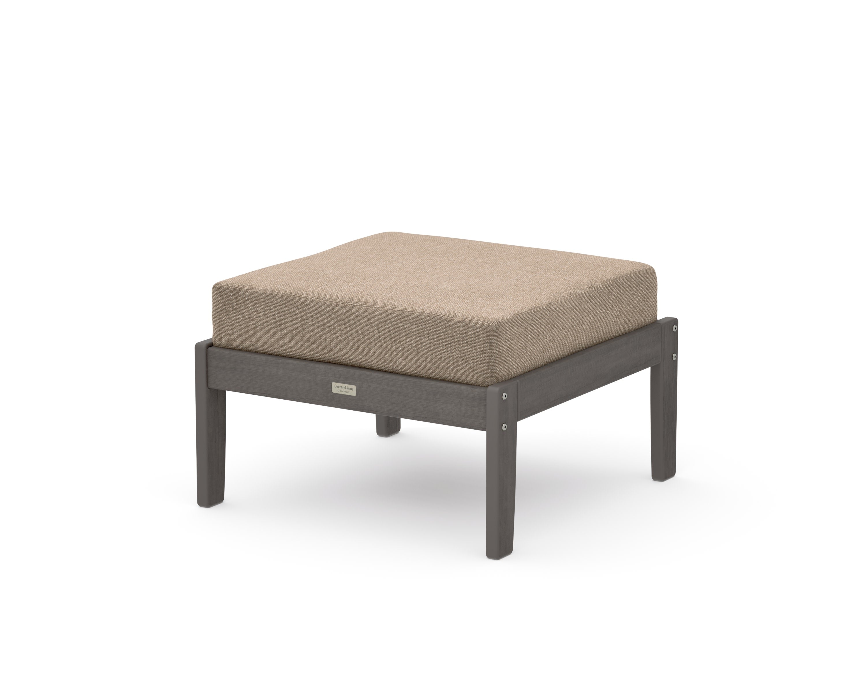 Cottage Deep Seating Ottoman in Driftwood / Spiced Burlap