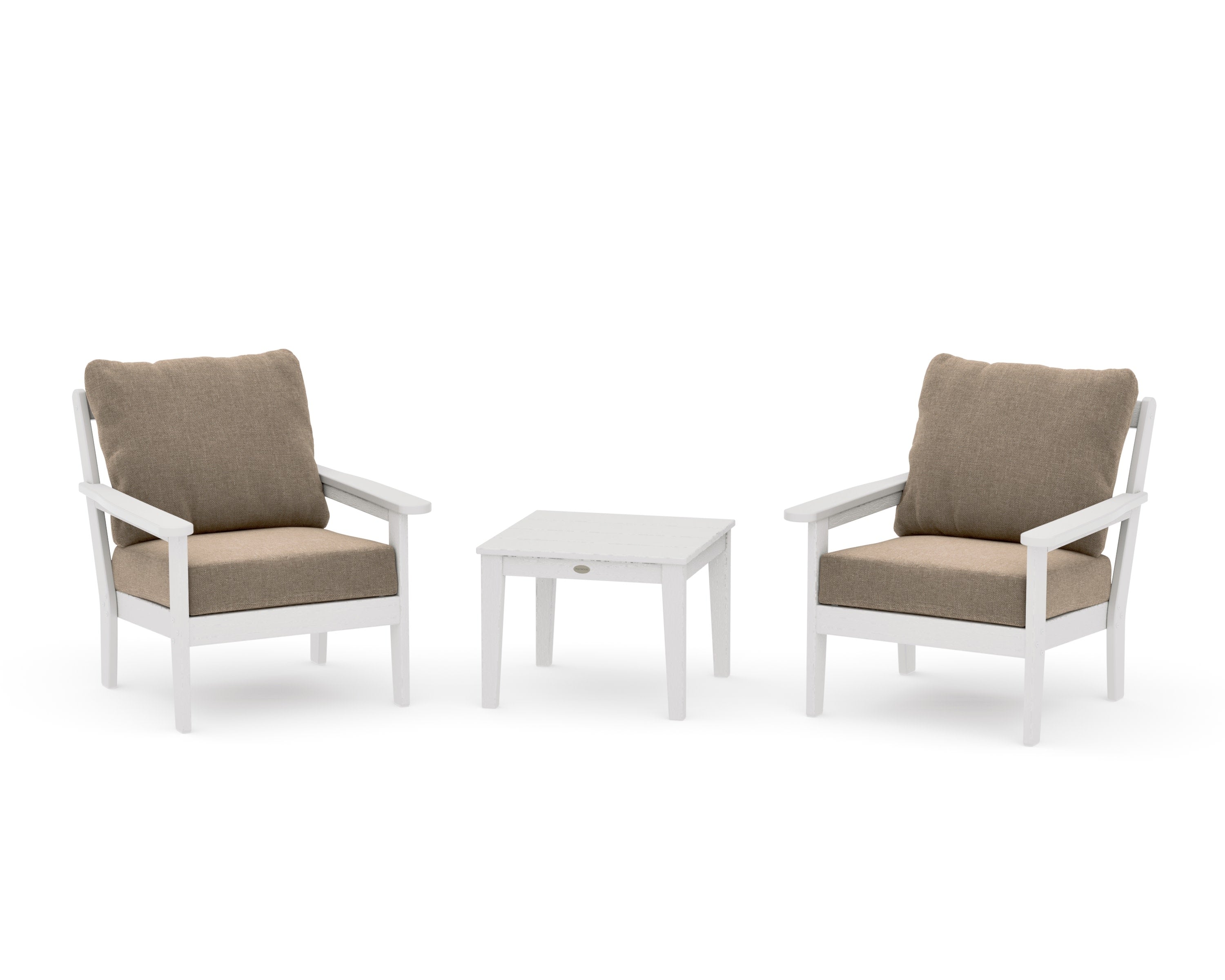 Cottage 3-Piece Deep Seating Set in Vintage White / Spiced Burlap