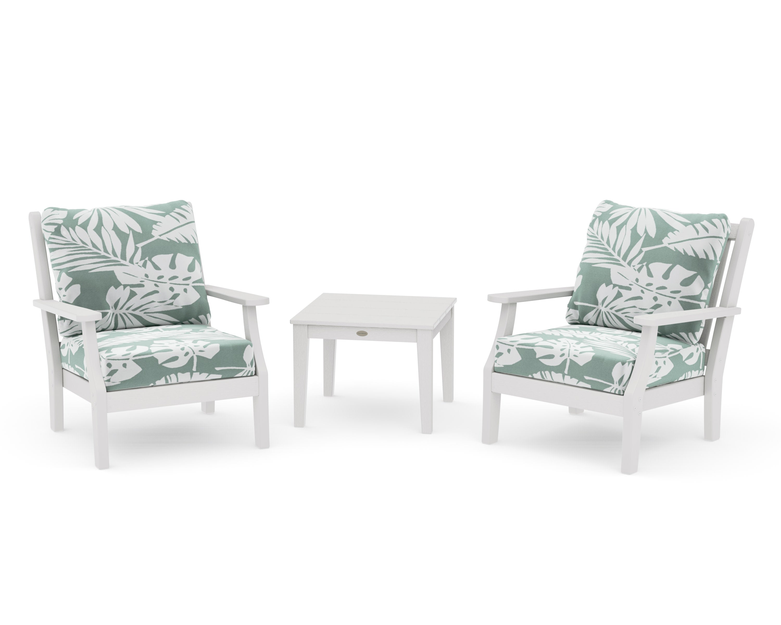 Wovendale 3-Piece Deep Seating Set in Vintage White / Leaf Glacier Spa