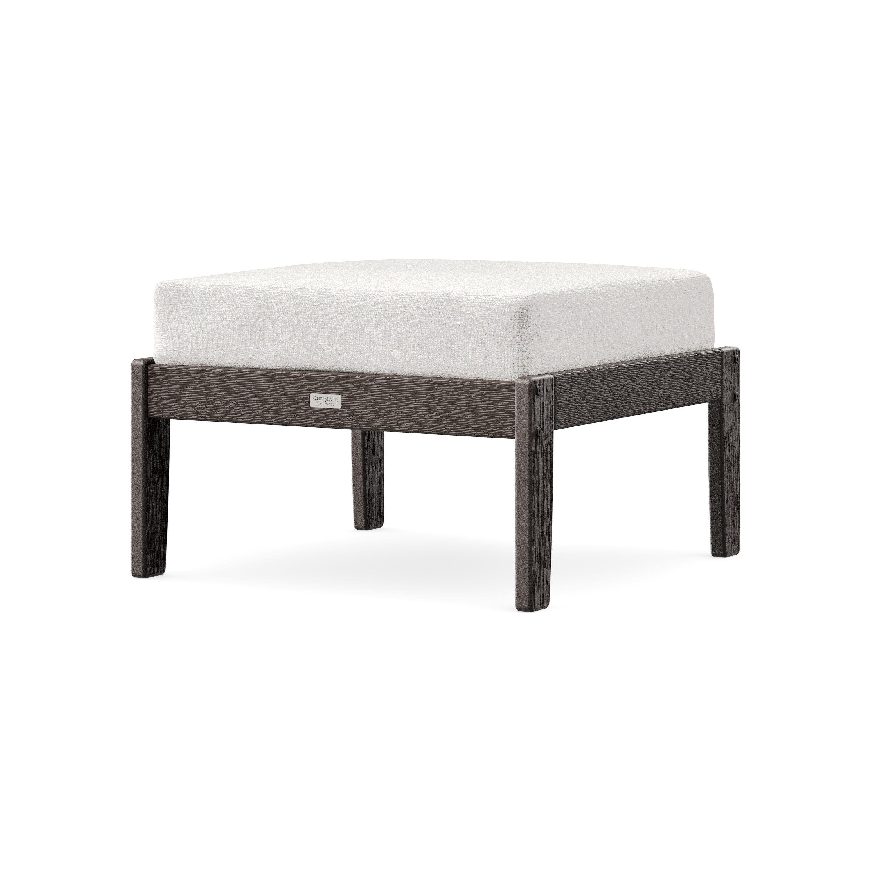 Cottage Deep Seating Ottoman in Vintage Coffee / Natural Linen