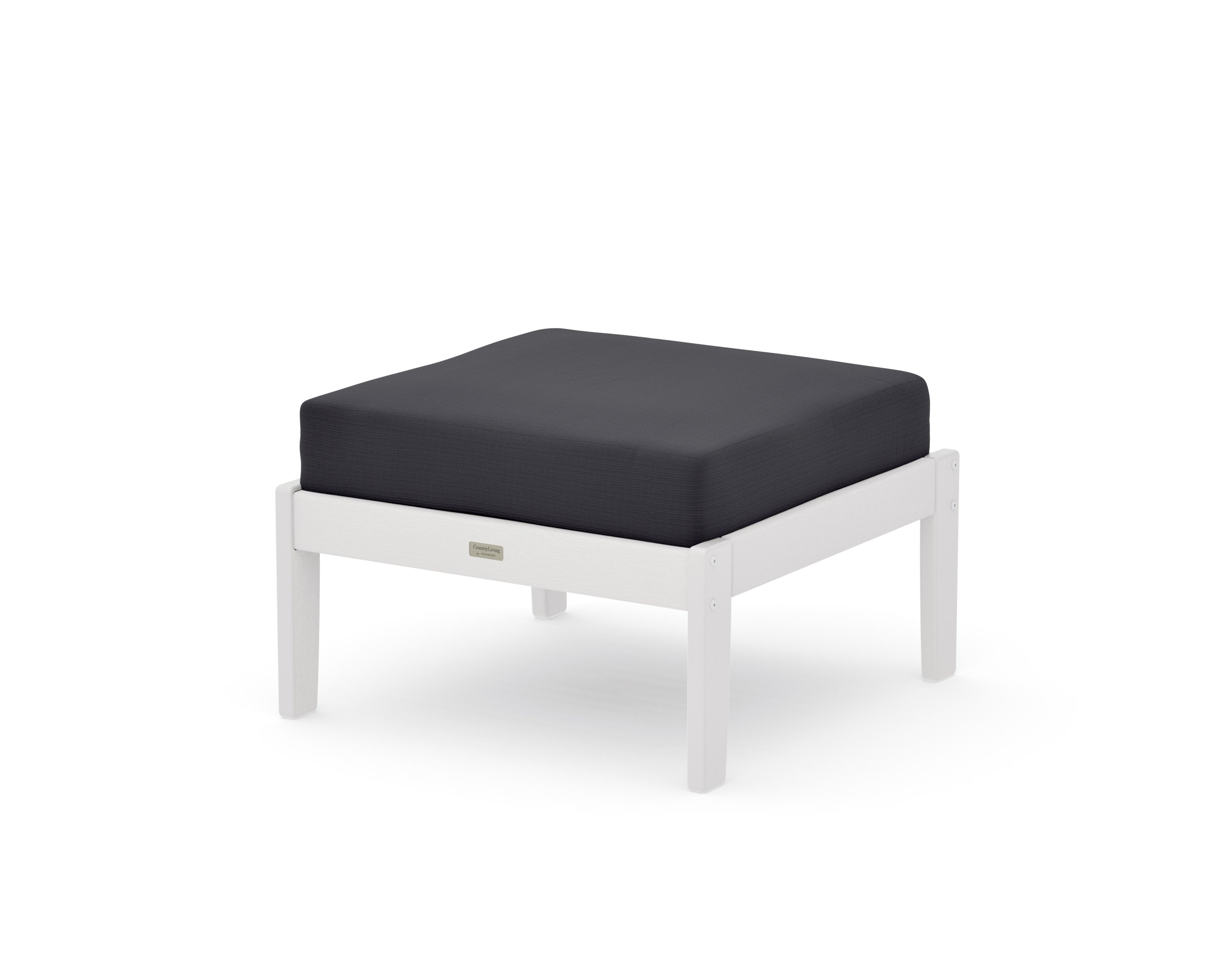 Cottage Deep Seating Ottoman in Vintage White / Midnight Linen