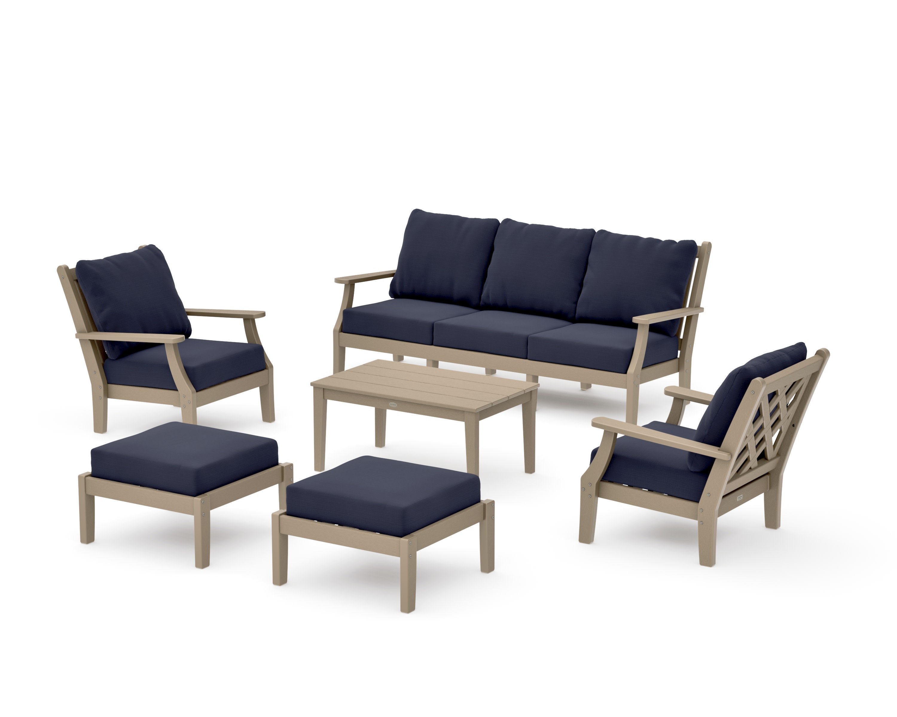Wovendale 6-Piece Lounge Sofa Set in Vintage Sahara / Navy Linen