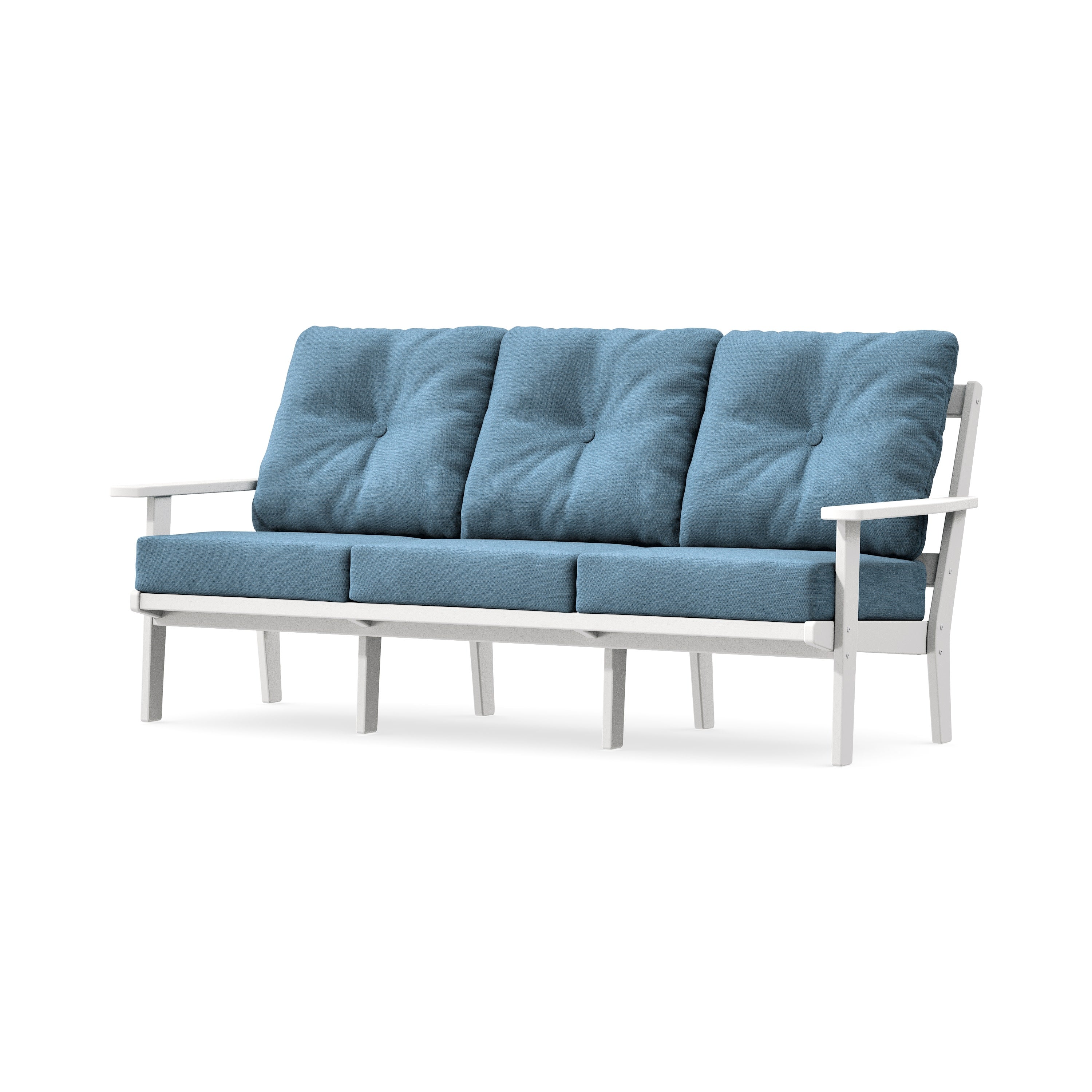PrairieDeep Seating Sofa in White / Sky Blue