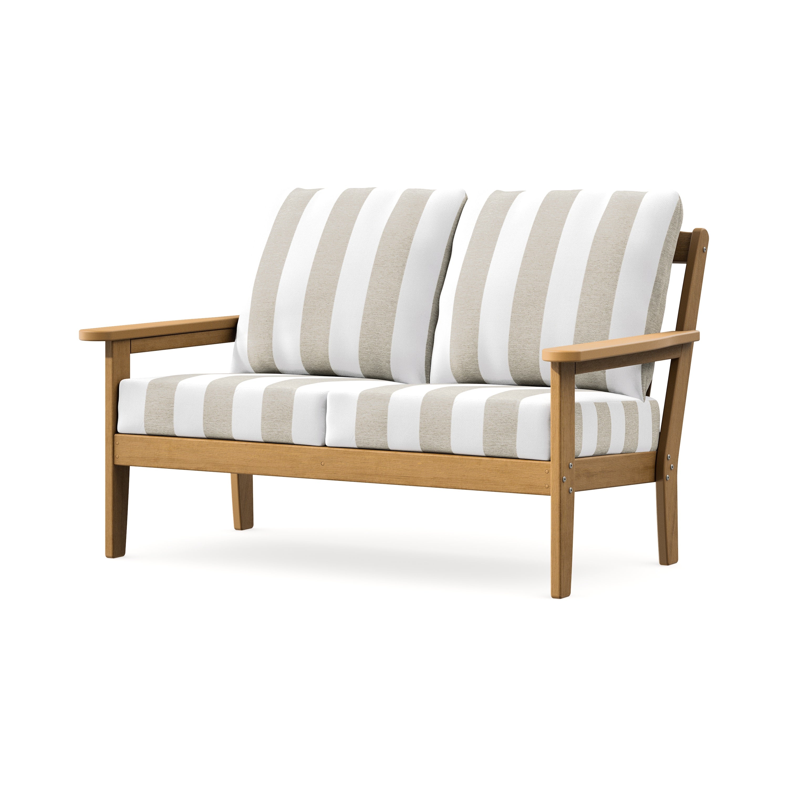 Cottage Deep Seating Loveseat in Natural / Cabana Stripe Dune Burlap