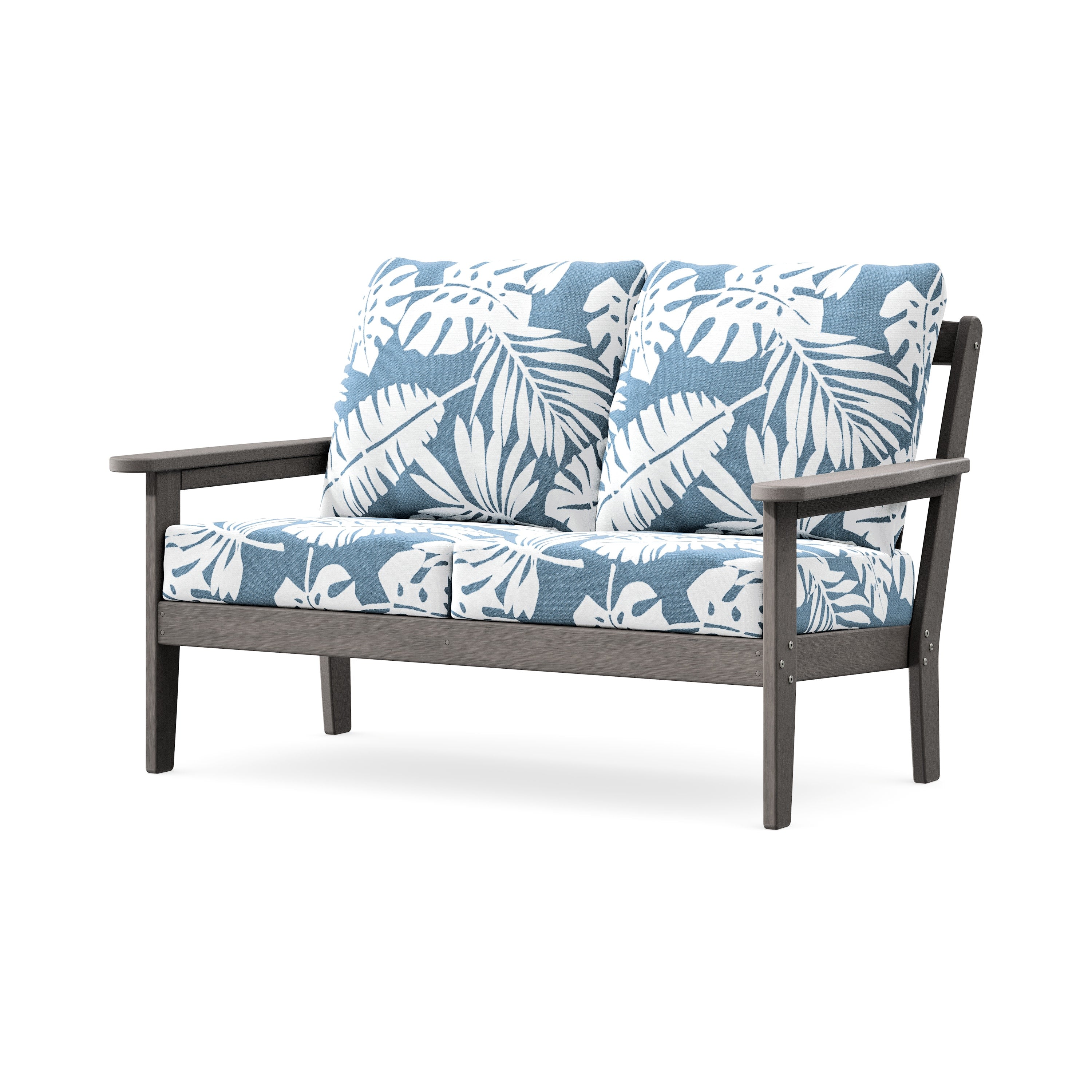 Cottage Deep Seating Loveseat in Driftwood / Leaf Sky Blue