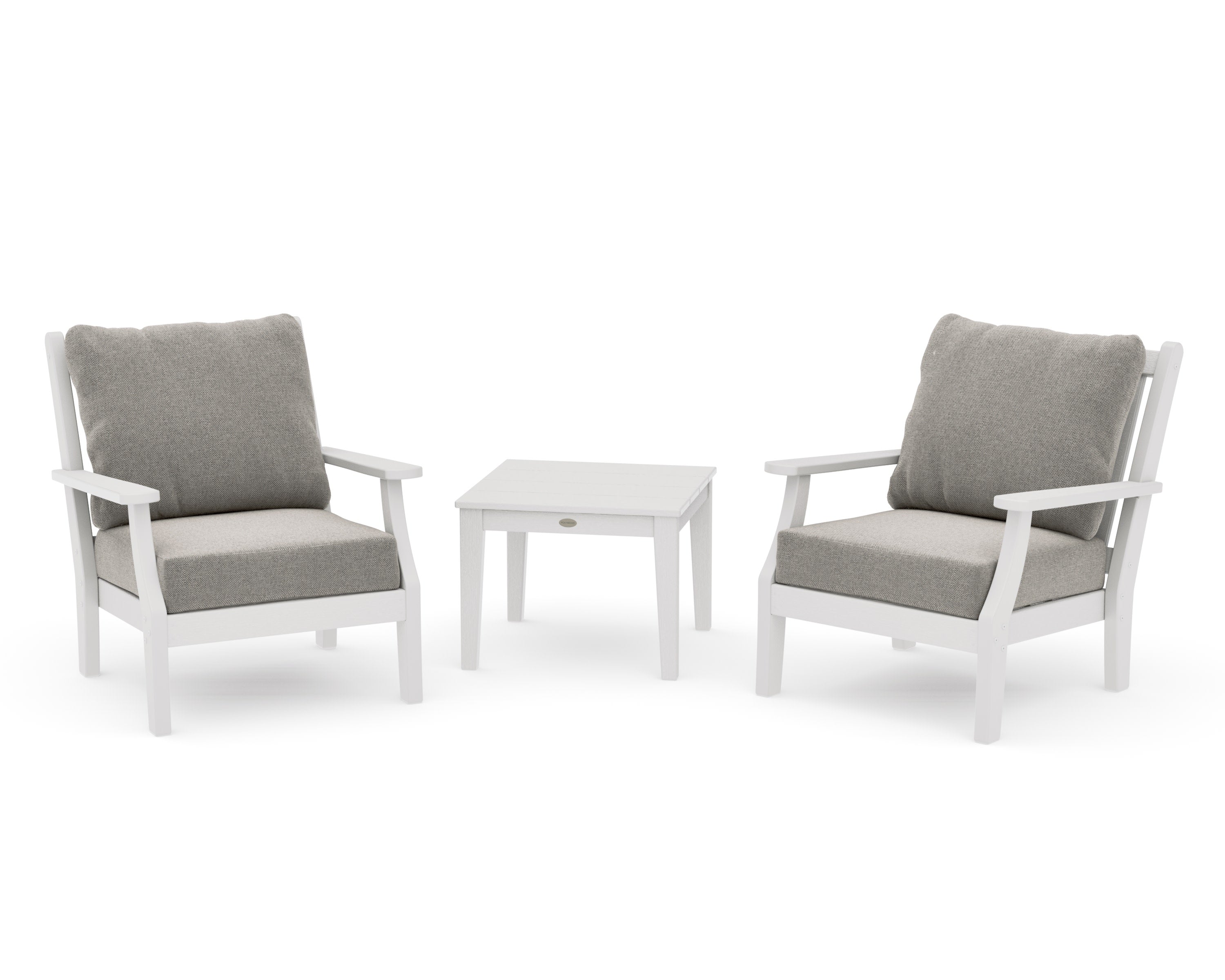 Wovendale 3-Piece Deep Seating Set in Vintage White / Weathered Tweed