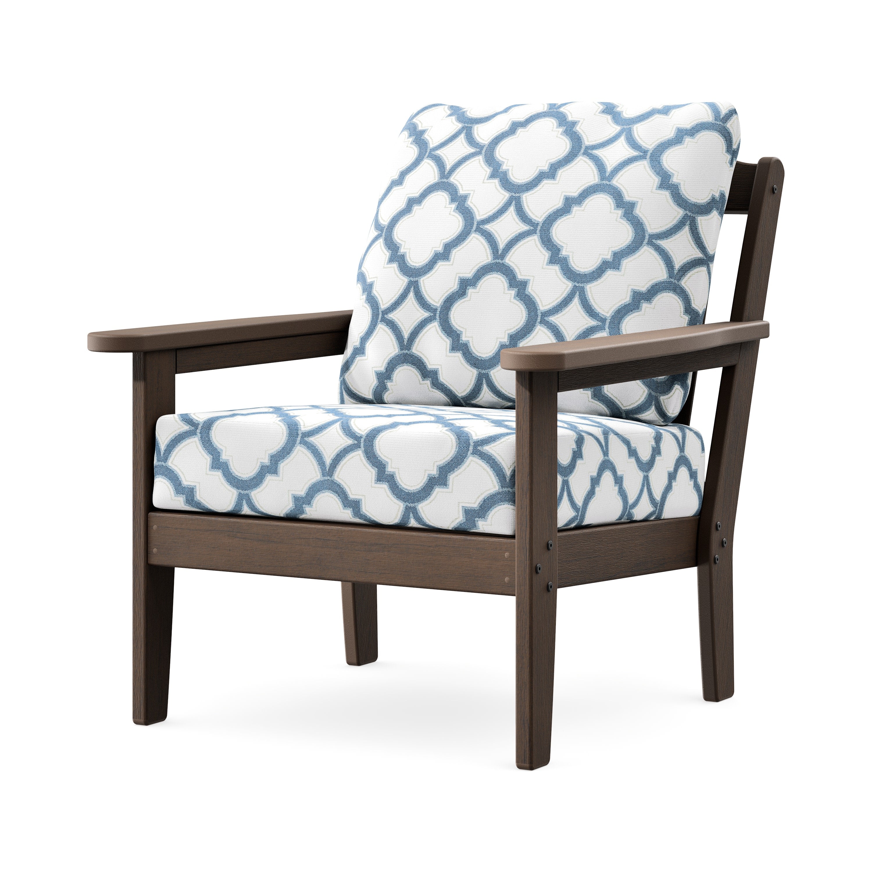 Cottage Deep Seating Chair in Kona / Trellis Sky Blue
