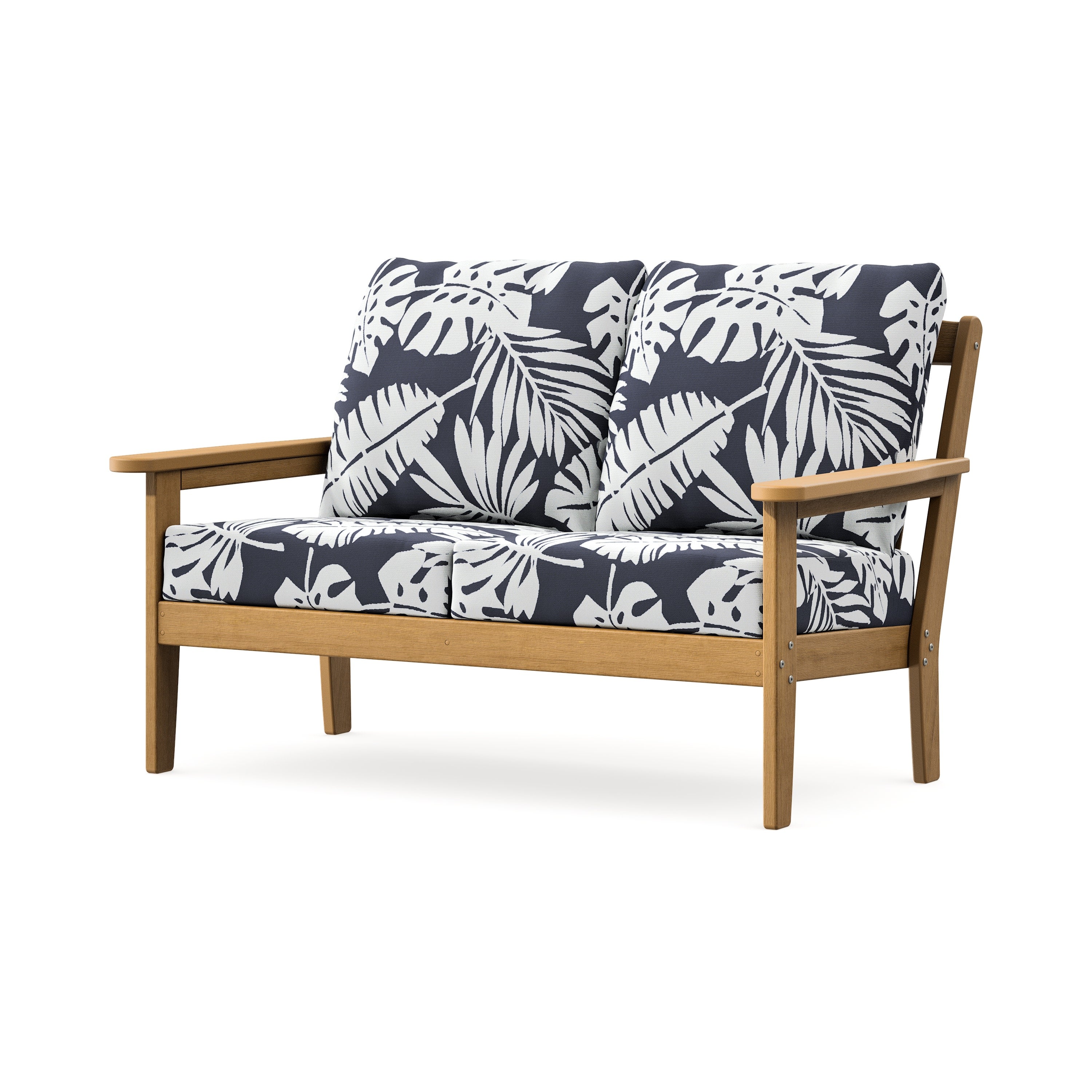 Cottage Deep Seating Loveseat in Natural / Leaf Navy