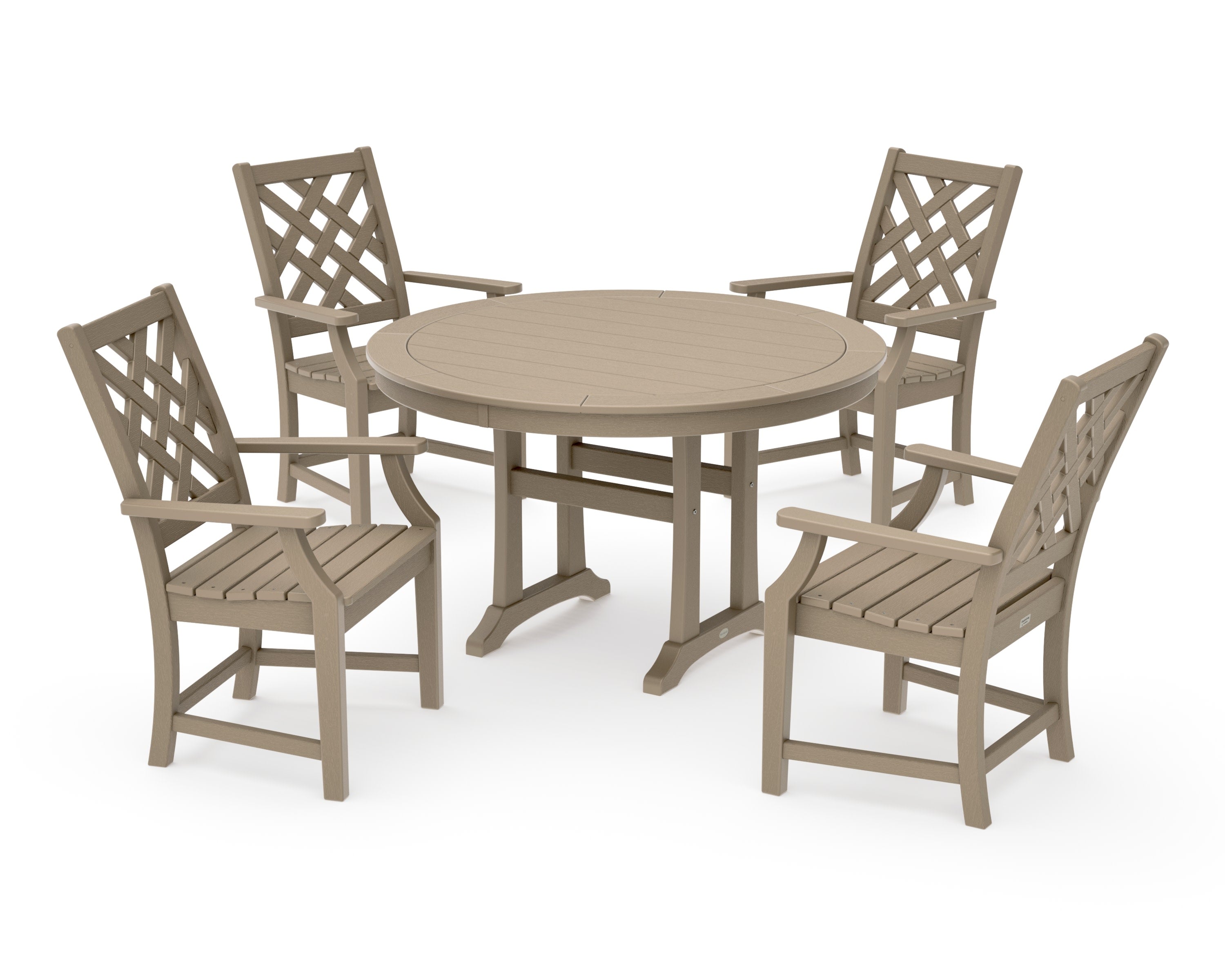 Wovendale 5-Piece Round Dining Set with Trestle Legs in Vintage Sahara
