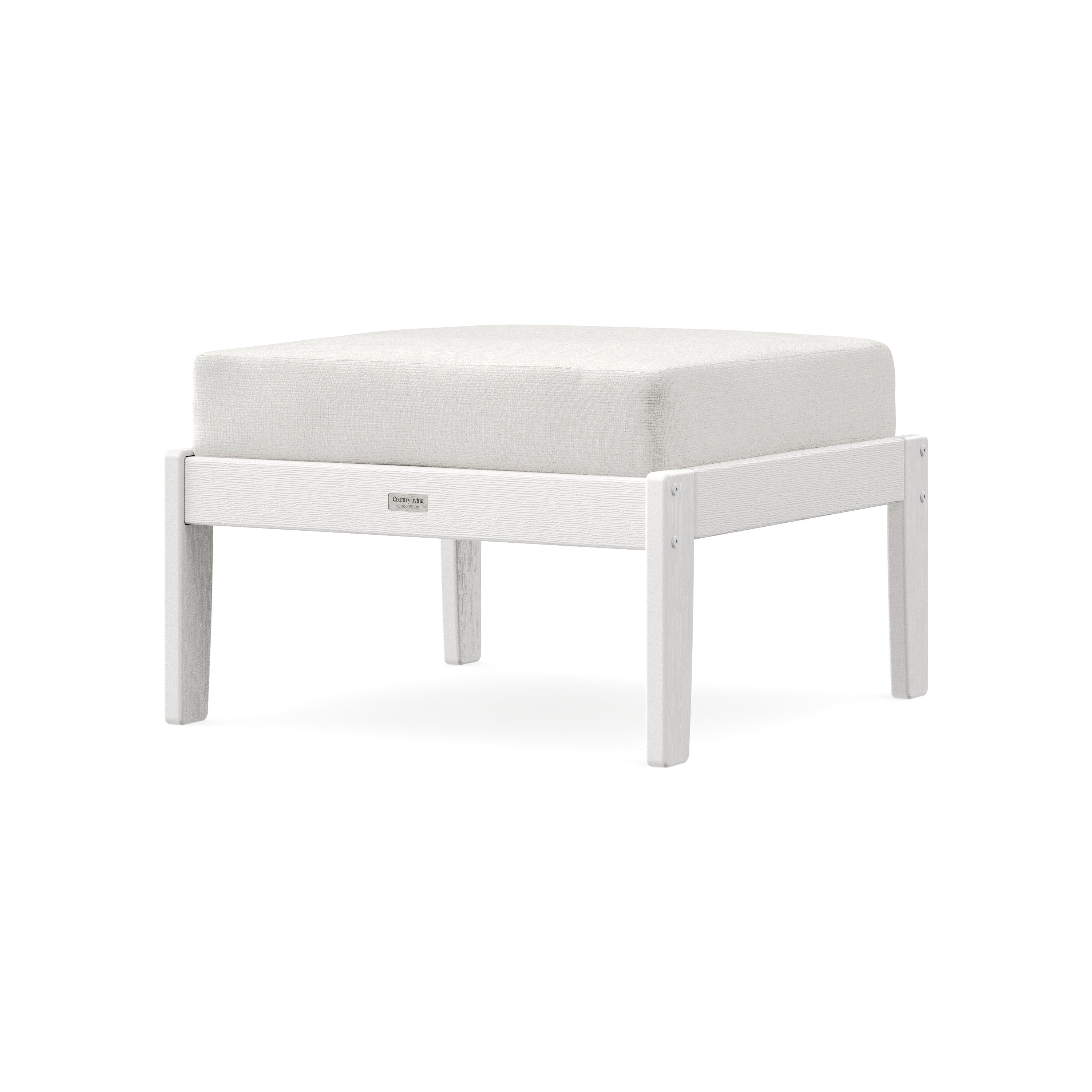 Cottage Deep Seating Ottoman in Vintage White / Natural Linen