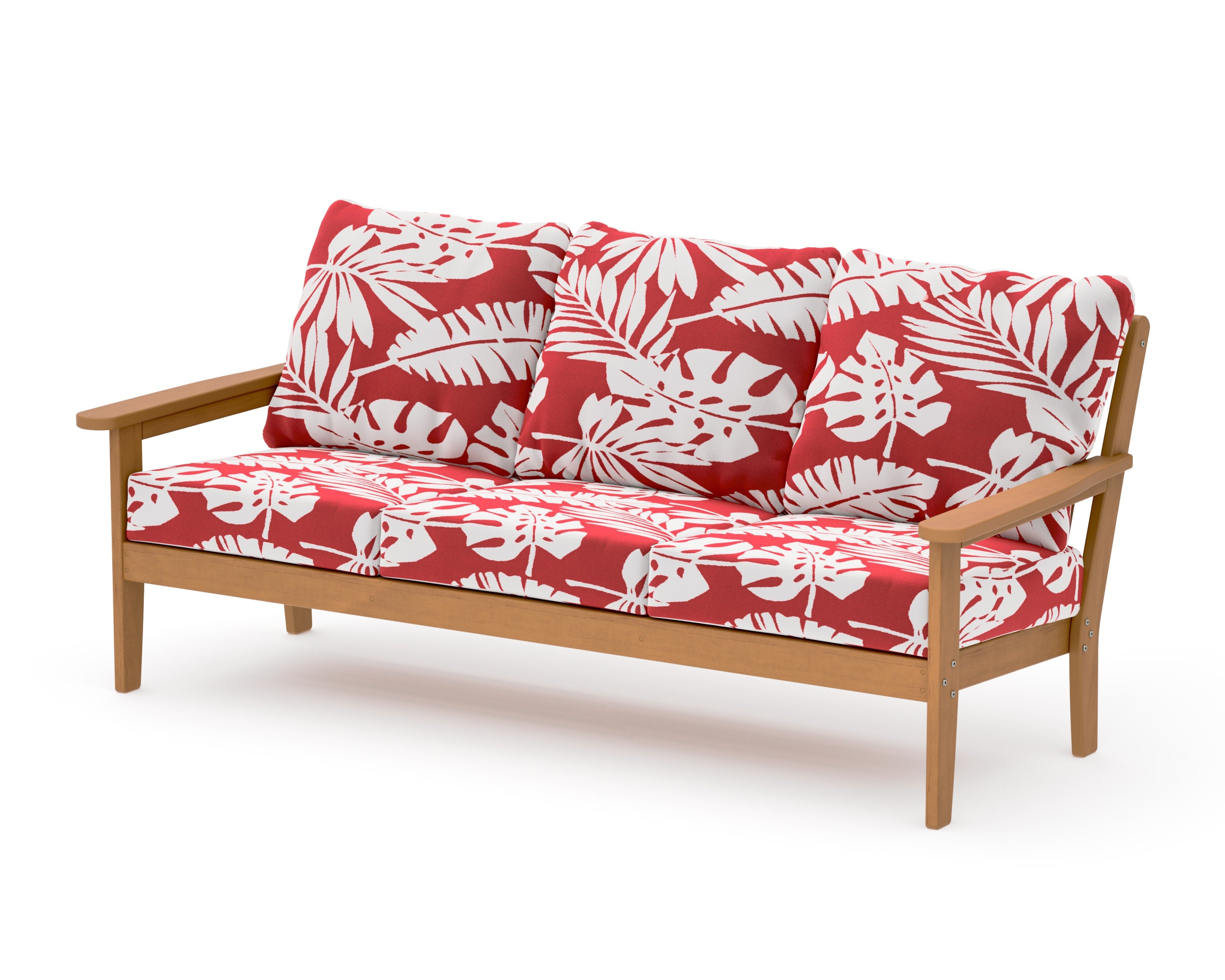 Cottage Deep Seating Sofa in Natural / Leaf Crimson
