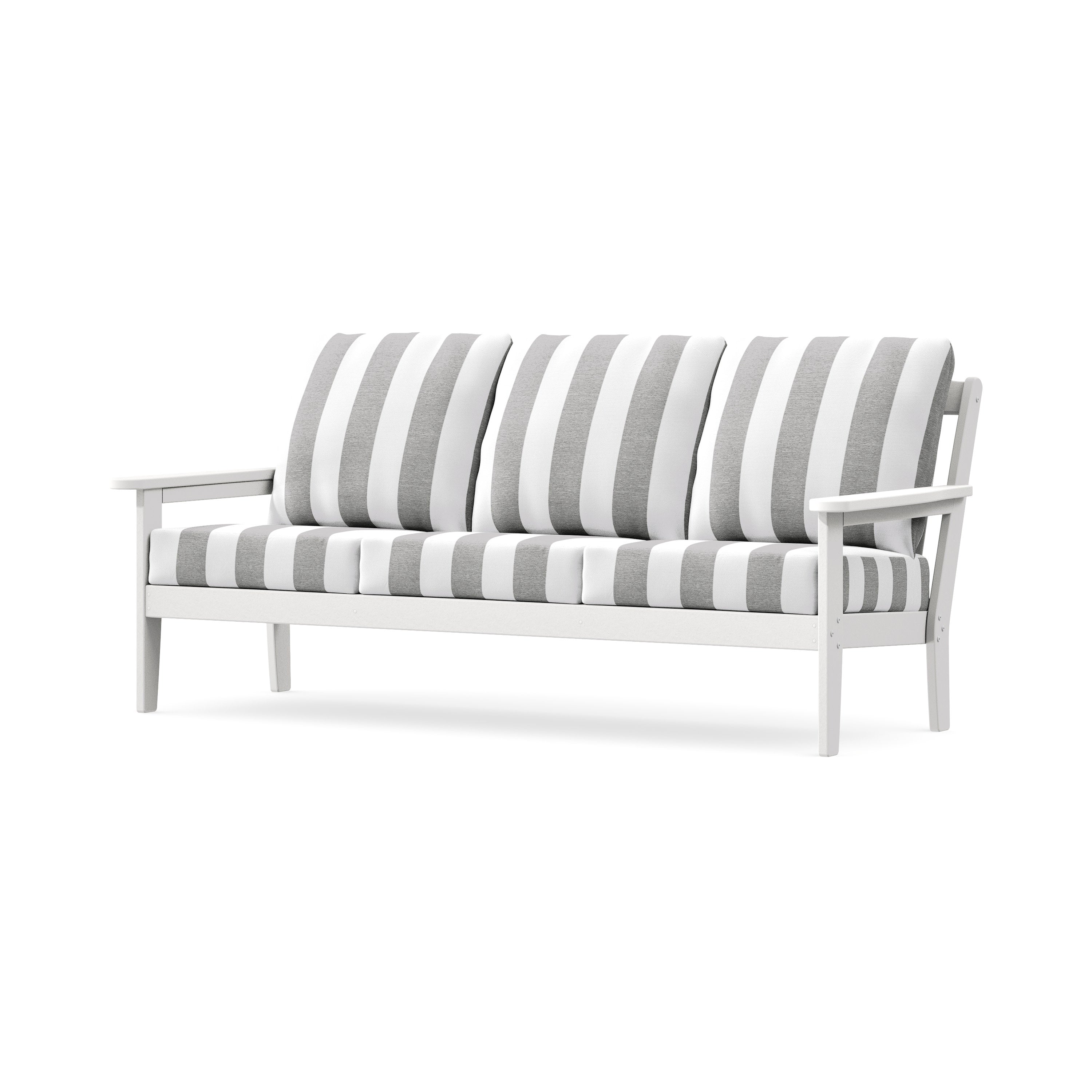 Cottage Deep Seating Sofa in White / Cabana Stripe Grey Mist
